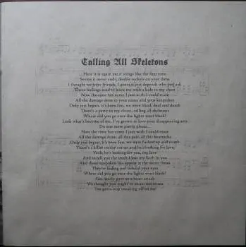 <u>PRESSING INFO</u><br><table class=inf_press><tbody><tr class=inf_info><td class=inf_title>Album:</td><td class=inf_info> Agony & Irony on Red | Red  </td></tr>
    <td class=inf_title>Pressing:</td><td> Third Pressing /500  </td></tr>
    <td class=inf_title>Release Date:</td><td> June 4th 2013  </td></tr>
    <td class=inf_title>Album Pressed:</td><td> 2013  </td></tr>
    <td class=inf_title>Label:</td><td> ShopRadioCast - SRCVINYL 021  </td></tr>
    <td class=inf_title>Insert:</td><td> none  </td></tr>
    <td class=inf_title>Barcode:</td><td> none  </td></tr>
    <td class=inf_title>Side A Matrix:</td><td> SRCVINYL021 A 𝓛𝓤𝓒𝓚𝓨‚ 88765-43623-1 A  </td></tr>
    <td class=inf_title>Side B Matrix:</td><td> SRC021VINYL B 𝓛𝓤𝓒𝓚𝓨‚ 88765-43623-1 B  </td></tr>
    <td class=inf_title>Side C Matrix:</td><td> SRCVINYL 021 C 𝓛𝓤𝓒𝓚𝓨‚  </td></tr>
    <td class=inf_title>Side D Matrix:</td><td> SRCVINYL 021 D 𝓛𝓤𝓒𝓚𝓨‚  </td></tr>
    <td class=inf_title>&nbsp;</td><td> <a href=https://www.discogs.com/release/4616276 target=_blank rel=noopener noreferrer>View This Release on Discogs</a>  </tr></tbody></table>
<br><u>PRICING</u><span class='less' style='padding-left: 8px; color: var(--font-colour_grey);'>(prices shown in USD)</span><br><table class='inf_press'><tbody><tr class='inf_info'>
            <td class='inf_title'>Last Sold:</td>
            <td>$150.00 (Nov 23, 2025)</td>
            </tr><tr class='inf_info'>
            <td class='inf_title'>History:</td>
            <td>
                <span class='price-low' title='Sold on Jan 18, 2017'>Low: <span class='price-value'>$19.99</span></span>
                <span class='price-separator'>|</span>
                <span class='price-avg'>Avg: <span class='price-value'>$61.72</span></span>
                <span class='price-separator'>|</span>
                <span class='price-high' title='Sold on Nov 23, 2025'>High: <span class='price-value'>$150.00</span></span>
            </td>
            </tr></tbody></table><br>    <br><br><u>TRACKLIST</u><br><table class='inf_tracks'><tbody><tr>
            <td class='inf_num'>A1</td>
            <td class='inf_trk'>Calling All Skeletons</td>
            <td class='inf_len'>3:19</td>
            <td><a href='#' class='lyric-link' data-album-code='ai' data-song-title='Calling All Skeletons'>Lyrics</a></td></tr><tr>
            <td class='inf_num'>A2</td>
            <td class='inf_trk'>Help Me</td>
            <td class='inf_len'>3:45</td>
            <td><a href='#' class='lyric-link' data-album-code='ai' data-song-title='Help Me'>Lyrics</a></td></tr><tr>
            <td class='inf_num'>A3</td>
            <td class='inf_trk'>In Vein</td>
            <td class='inf_len'>3:56</td>
            <td><a href='#' class='lyric-link' data-album-code='ai' data-song-title='In Vein'>Lyrics</a></td></tr><tr>
            <td class='inf_num'>A4</td>
            <td class='inf_trk'>Over And Out</td>
            <td class='inf_len'>3:14</td>
            <td><a href='#' class='lyric-link' data-album-code='ai' data-song-title='Over And Out'>Lyrics</a></td></tr><tr>
            <td class='inf_num'>B1</td>
            <td class='inf_trk'>I Found Away</td>
            <td class='inf_len'>4:01</td>
            <td><a href='#' class='lyric-link' data-album-code='ai' data-song-title='I Found Away'>Lyrics</a></td></tr><tr>
            <td class='inf_num'>B2</td>
            <td class='inf_trk'>Do You Wanna Know?</td>
            <td class='inf_len'>3:36</td>
            <td><a href='#' class='lyric-link' data-album-code='ai' data-song-title='Do You Wanna Know?'>Lyrics</a></td></tr><tr>
            <td class='inf_num'>B3</td>
            <td class='inf_trk'>Live Young, Die Fast</td>
            <td class='inf_len'>4:14</td>
            <td><a href='#' class='lyric-link' data-album-code='ai' data-song-title='Live Young, Die Fast'>Lyrics</a></td></tr><tr>
            <td class='inf_num'>B4</td>
            <td class='inf_trk'>Love Love, Kiss Kiss</td>
            <td class='inf_len'>3:25</td>
            <td><a href='#' class='lyric-link' data-album-code='ai' data-song-title='Love Love, Kiss Kiss'>Lyrics</a></td></tr><tr>
            <td class='inf_num'>C1</td>
            <td class='inf_trk'>Lost And Rendered</td>
            <td class='inf_len'>3:23</td>
            <td><a href='#' class='lyric-link' data-album-code='ai' data-song-title='Lost And Rendered'>Lyrics</a></td></tr><tr>
            <td class='inf_num'>C2</td>
            <td class='inf_trk'>Ruin It</td>
            <td class='inf_len'>3:36</td>
            <td><a href='#' class='lyric-link' data-album-code='ai' data-song-title='Ruin It'>Lyrics</a></td></tr><tr>
            <td class='inf_num'>C3</td>
            <td class='inf_trk'>Into The Night</td>
            <td class='inf_len'>3:23</td>
            <td><a href='#' class='lyric-link' data-album-code='ai' data-song-title='Into The Night'>Lyrics</a></td></tr><tr>
            <td class='inf_num'>C4</td>
            <td class='inf_trk'>In My Stomach</td>
            <td class='inf_len'>3:53</td>
            <td><a href='#' class='lyric-link' data-album-code='ai' data-song-title='In My Stomach'>Lyrics</a></td></tr><tr>
            <td class='inf_num'>C5</td>
            <td class='inf_trk'>Maybe Ill Catch Fire (Acoustic)</td>
            <td class='inf_len'>3:04</td>
            <td><a href='#' class='lyric-link' data-album-code='ai' data-song-title='Maybe Ill Catch Fire (Acoustic)'>Lyrics</a></td></tr><tr>
            <td class='inf_num'>D1</td>
            <td class='inf_trk'>Live Young, Die Fast (Acoustic)</td>
            <td class='inf_len'>3:19</td>
            <td><a href='#' class='lyric-link' data-album-code='ai' data-song-title='Live Young, Die Fast (Acoustic)'>Lyrics</a></td></tr><tr>
            <td class='inf_num'>D2</td>
            <td class='inf_trk'>Into The Night (Acoustic)</td>
            <td class='inf_len'>3:12</td>
            <td><a href='#' class='lyric-link' data-album-code='ai' data-song-title='Into The Night (Acoustic)'>Lyrics</a></td></tr><tr>
            <td class='inf_num'>D3</td>
            <td class='inf_trk'>Over And Out (Acoustic)</td>
            <td class='inf_len'>2:47</td>
            <td><a href='#' class='lyric-link' data-album-code='ai' data-song-title='Over And Out (Acoustic)'>Lyrics</a></td></tr><tr>
            <td class='inf_num'>D4</td>
            <td class='inf_trk'>Lost And Rendered (Acoustic)</td>
            <td class='inf_len'>3:13</td>
            <td><a href='#' class='lyric-link' data-album-code='ai' data-song-title='Lost And Rendered (Acoustic)'>Lyrics</a></td></tr><tr>
            <td class='inf_num'>D5</td>
            <td class='inf_trk'>Burned Is The House</td>
            <td class='inf_len'>4:26</td>
            <td><a href='#' class='lyric-link' data-album-code='ai' data-song-title='Burned Is The House'>Lyrics</a></td></tr></tbody></table><br><br>
    <u>NOTES</u><br> Matte finish Trifold sleeve with lyric book. Alkaline Trio is not printed on sleeve, but is a sticker on the outer poly sleeve.
 - Book03