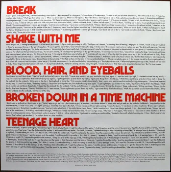<u>PRESSING INFO</u><br><table class=inf_press><tbody><tr class=inf_info><td class=inf_title>Album:</td><td class=inf_info> Blood, Hair, And Eyeballs on 180g Black, Bone, & Maroon Tri-Stripe (Rise Exclusive)  </td></tr>
    <td class=inf_title>Pressing:</td><td> First Pressing /1000  </td></tr>
    <td class=inf_title>Release Date:</td><td> Jan. 26th 2024  </td></tr>
    <td class=inf_title>Album Pressed:</td><td> 2024  </td></tr>
    <td class=inf_title>Label:</td><td> Rise Records 536-8  </td></tr>
    <td class=inf_title>Insert:</td><td> Double Sided Glossy  </td></tr>
    <td class=inf_title>Barcode:</td><td> 4 099954-000184  </td></tr>
    <td class=inf_title>Side A Matrix:</td><td> 1D-102761 / RISE536-1-A 273896E1/A  </td></tr>
    <td class=inf_title>Side B Matrix:</td><td> 10-102761 / RISE536-1-B 273896E2/A  </td></tr>
    <td class=inf_title>&nbsp;</td><td> <a href=https://www.discogs.com/release/29620540 target=_blank rel=noopener noreferrer>View This Release on Discogs</a>  </tr></tbody></table>
<br><u>PRICING</u><span class='less' style='padding-left: 8px; color: var(--font-colour_grey);'>(prices shown in USD)</span><br><table class='inf_press'><tbody><tr class='inf_info'>
            <td class='inf_title'>Last Sold:</td>
            <td>$40.00 (May 9, 2024)</td>
            </tr><tr class='inf_info'>
            <td class='inf_title'>History:</td>
            <td>
                <span class='price-low' title='Sold on May 9, 2024'>Low: <span class='price-value'>$40.00</span></span>
                <span class='price-separator'>|</span>
                <span class='price-avg'>Avg: <span class='price-value'>$62.95</span></span>
                <span class='price-separator'>|</span>
                <span class='price-high' title='Sold on Mar 19, 2024'>High: <span class='price-value'>$85.90</span></span>
            </td>
            </tr></tbody></table><br>    <br><br><u>TRACKLIST</u><br><table class='inf_tracks'><tbody><tr>
            <td class='inf_num'>A1</td>
            <td class='inf_trk'>Hot For Preacher</td>
            <td class='inf_len'>3:46</td>
            <td><a href='#' class='lyric-link' data-album-code='bhe' data-song-title='Hot For Preacher'>Lyrics</a></td></tr><tr>
            <td class='inf_num'>A2</td>
            <td class='inf_trk'>Meet Me</td>
            <td class='inf_len'>3:54</td>
            <td><a href='#' class='lyric-link' data-album-code='bhe' data-song-title='Meet Me'>Lyrics</a></td></tr><tr>
            <td class='inf_num'>A3</td>
            <td class='inf_trk'>Versions Of You</td>
            <td class='inf_len'>3:14</td>
            <td><a href='#' class='lyric-link' data-album-code='bhe' data-song-title='Versions Of You'>Lyrics</a></td></tr><tr>
            <td class='inf_num'>A4</td>
            <td class='inf_trk'>Bad Time</td>
            <td class='inf_len'>2:55</td>
            <td><a href='#' class='lyric-link' data-album-code='bhe' data-song-title='Bad Time'>Lyrics</a></td></tr><tr>
            <td class='inf_num'>A5</td>
            <td class='inf_trk'>Scars</td>
            <td class='inf_len'>3:28</td>
            <td><a href='#' class='lyric-link' data-album-code='bhe' data-song-title='Scars'>Lyrics</a></td></tr><tr>
            <td class='inf_num'>A6</td>
            <td class='inf_trk'>Break</td>
            <td class='inf_len'>3:24</td>
            <td><a href='#' class='lyric-link' data-album-code='bhe' data-song-title='Break'>Lyrics</a></td></tr><tr>
            <td class='inf_num'>B1</td>
            <td class='inf_trk'>Shake With Me</td>
            <td class='inf_len'>3:59</td>
            <td><a href='#' class='lyric-link' data-album-code='bhe' data-song-title='Shake With Me'>Lyrics</a></td></tr><tr>
            <td class='inf_num'>B2</td>
            <td class='inf_trk'>Blood, Hair, And Eyeballs</td>
            <td class='inf_len'>3:01</td>
            <td><a href='#' class='lyric-link' data-album-code='bhe' data-song-title='Blood, Hair, And Eyeballs'>Lyrics</a></td></tr><tr>
            <td class='inf_num'>B3</td>
            <td class='inf_trk'>Hinterlude</td>
            <td class='inf_len'>1:05</td>
            <td><a href='#' class='lyric-link' data-album-code='bhe' data-song-title='Hinterlude'>Lyrics</a></td></tr><tr>
            <td class='inf_num'>B4</td>
            <td class='inf_trk'>Broken Down In A Time Machine</td>
            <td class='inf_len'>3:03</td>
            <td><a href='#' class='lyric-link' data-album-code='bhe' data-song-title='Broken Down In A Time Machine'>Lyrics</a></td></tr><tr>
            <td class='inf_num'>B5</td>
            <td class='inf_trk'>Teenage Heart</td>
            <td class='inf_len'>4:04</td>
            <td><a href='#' class='lyric-link' data-album-code='bhe' data-song-title='Teenage Heart'>Lyrics</a></td></tr></tbody></table><br><br>
    <u>NOTES</u><br> Originally advertised as out of /1450, Rise changed it to an even /1000 a day after posting to their website. Catalog number for this variant is 536-8
 - Insert2
