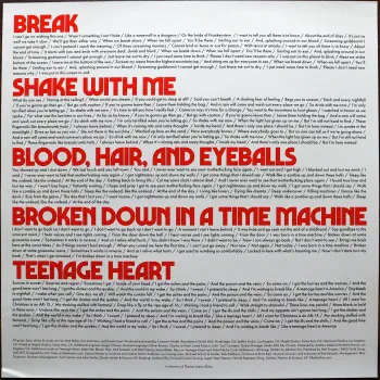 <u>PRESSING INFO</u><br><table class=inf_press><tbody><tr class=inf_info><td class=inf_title>Album:</td><td class=inf_info> Blood, Hair, And Eyeballs on 180g Bone, Maroon, & Black Tri-Colour (Webstore Exclusive)  </td></tr>
    <td class=inf_title>Pressing:</td><td> First Pressing /1300  </td></tr>
    <td class=inf_title>Release Date:</td><td> Jan. 26th 2024  </td></tr>
    <td class=inf_title>Album Pressed:</td><td> 2024  </td></tr>
    <td class=inf_title>Label:</td><td> Rise Records 536-3  </td></tr>
    <td class=inf_title>Insert:</td><td> Double Sided Glossy  </td></tr>
    <td class=inf_title>Barcode:</td><td> 4 099954-000160  </td></tr>
    <td class=inf_title>Side A Matrix:</td><td> 1D-102761 / RISE536-1-A 273896E1/A  </td></tr>
    <td class=inf_title>Side B Matrix:</td><td> 10-102761 / RISE536-1-B 273896E2/A  </td></tr>
    <td class=inf_title>&nbsp;</td><td> <a href=https://www.discogs.com/release/29560396 target=_blank rel=noopener noreferrer>View This Release on Discogs</a>  </tr></tbody></table>
<br><u>PRICING</u><span class='less' style='padding-left: 8px; color: var(--font-colour_grey);'>(prices shown in USD)</span><br><table class='inf_press'><tbody><tr class='inf_info'>
            <td class='inf_title'>Last Sold:</td>
            <td>$30.00 (Jun 29, 2026)</td>
            </tr><tr class='inf_info'>
            <td class='inf_title'>History:</td>
            <td>
                <span class='price-low' title='Sold on Jun 29, 2026'>Low: <span class='price-value'>$30.00</span></span>
                <span class='price-separator'>|</span>
                <span class='price-avg'>Avg: <span class='price-value'>$48.23</span></span>
                <span class='price-separator'>|</span>
                <span class='price-high' title='Sold on Feb 17, 2024'>High: <span class='price-value'>$79.00</span></span>
            </td>
            </tr></tbody></table><br>    <br><br><u>TRACKLIST</u><br><table class='inf_tracks'><tbody><tr>
            <td class='inf_num'>A1</td>
            <td class='inf_trk'>Hot For Preacher</td>
            <td class='inf_len'>3:46</td>
            <td><a href='#' class='lyric-link' data-album-code='bhe' data-song-title='Hot For Preacher'>Lyrics</a></td></tr><tr>
            <td class='inf_num'>A2</td>
            <td class='inf_trk'>Meet Me</td>
            <td class='inf_len'>3:54</td>
            <td><a href='#' class='lyric-link' data-album-code='bhe' data-song-title='Meet Me'>Lyrics</a></td></tr><tr>
            <td class='inf_num'>A3</td>
            <td class='inf_trk'>Versions Of You</td>
            <td class='inf_len'>3:14</td>
            <td><a href='#' class='lyric-link' data-album-code='bhe' data-song-title='Versions Of You'>Lyrics</a></td></tr><tr>
            <td class='inf_num'>A4</td>
            <td class='inf_trk'>Bad Time</td>
            <td class='inf_len'>2:55</td>
            <td><a href='#' class='lyric-link' data-album-code='bhe' data-song-title='Bad Time'>Lyrics</a></td></tr><tr>
            <td class='inf_num'>A5</td>
            <td class='inf_trk'>Scars</td>
            <td class='inf_len'>3:28</td>
            <td><a href='#' class='lyric-link' data-album-code='bhe' data-song-title='Scars'>Lyrics</a></td></tr><tr>
            <td class='inf_num'>A6</td>
            <td class='inf_trk'>Break</td>
            <td class='inf_len'>3:24</td>
            <td><a href='#' class='lyric-link' data-album-code='bhe' data-song-title='Break'>Lyrics</a></td></tr><tr>
            <td class='inf_num'>B1</td>
            <td class='inf_trk'>Shake With Me</td>
            <td class='inf_len'>3:59</td>
            <td><a href='#' class='lyric-link' data-album-code='bhe' data-song-title='Shake With Me'>Lyrics</a></td></tr><tr>
            <td class='inf_num'>B2</td>
            <td class='inf_trk'>Blood, Hair, And Eyeballs</td>
            <td class='inf_len'>3:01</td>
            <td><a href='#' class='lyric-link' data-album-code='bhe' data-song-title='Blood, Hair, And Eyeballs'>Lyrics</a></td></tr><tr>
            <td class='inf_num'>B3</td>
            <td class='inf_trk'>Hinterlude</td>
            <td class='inf_len'>1:05</td>
            <td><a href='#' class='lyric-link' data-album-code='bhe' data-song-title='Hinterlude'>Lyrics</a></td></tr><tr>
            <td class='inf_num'>B4</td>
            <td class='inf_trk'>Broken Down In A Time Machine</td>
            <td class='inf_len'>3:03</td>
            <td><a href='#' class='lyric-link' data-album-code='bhe' data-song-title='Broken Down In A Time Machine'>Lyrics</a></td></tr><tr>
            <td class='inf_num'>B5</td>
            <td class='inf_trk'>Teenage Heart</td>
            <td class='inf_len'>4:04</td>
            <td><a href='#' class='lyric-link' data-album-code='bhe' data-song-title='Teenage Heart'>Lyrics</a></td></tr></tbody></table><br><br>
    <u>NOTES</u><br> Available from US or EU KingsRoadMerch. Vinyl are identical, however the shrink has 'Made In Canada' printed on US versions, and a 'Made In Czech Republic' sticker on EU versions. Catalog number for this variant is 536-3
 - Insert2