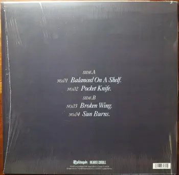 <u>PRESSING INFO</u><br><table class=inf_press><tbody><tr class=inf_info><td class=inf_title>Album:</td><td class=inf_info> Broken Wing on Tan Marble (Ouija Boxset Exclusive)  </td></tr>
    <td class=inf_title>Pressing:</td><td> First Pressing /500  </td></tr>
    <td class=inf_title>Release Date:</td><td> Apr. 2nd 2013  </td></tr>
    <td class=inf_title>Album Pressed:</td><td> 2013  </td></tr>
    <td class=inf_title>Label:</td><td> Heart&Skull/Epitaph Records 87262-1  </td></tr>
    <td class=inf_title>Insert:</td><td> Printed Matte Inner Sleeve  </td></tr>
    <td class=inf_title>Barcode:</td><td> 0 45778-72621 9  </td></tr>
    <td class=inf_title>Side A Matrix:</td><td> 87262-A CB  </td></tr>
    <td class=inf_title>Side B Matrix:</td><td> 87262-B CB  </td></tr>
    <td class=inf_title>&nbsp;</td><td> <a href=https://www.discogs.com/release/4624254 target=_blank rel=noopener noreferrer>View This Release on Discogs</a>  </tr></tbody></table>
<br><u>PRICING</u><span class='less' style='padding-left: 8px; color: var(--font-colour_grey);'>(prices shown in USD)</span><br><table class='inf_press'><tbody><tr class='inf_info'>
            <td class='inf_title'>Last Sold:</td>
            <td>$59.99 (Apr 22, 2024)</td>
            </tr><tr class='inf_info'>
            <td class='inf_title'>History:</td>
            <td>
                <span class='price-low' title='Sold on Nov 27, 2017'>Low: <span class='price-value'>$24.99</span></span>
                <span class='price-separator'>|</span>
                <span class='price-avg'>Avg: <span class='price-value'>$75.54</span></span>
                <span class='price-separator'>|</span>
                <span class='price-high' title='Sold on Sep 28, 2022'>High: <span class='price-value'>$339.99</span></span>
            </td>
            </tr></tbody></table><br>    <br><br><u>TRACKLIST</u><br><table class='inf_tracks'><tbody><tr>
            <td class='inf_num'>A1</td>
            <td class='inf_trk'>Balanced On A Shelf</td>
            <td class='inf_len'>4:06</td>
            <td><a href='#' class='lyric-link' data-album-code='eps' data-song-title='Balanced On A Shelf'>Lyrics</a></td></tr><tr>
            <td class='inf_num'>A2</td>
            <td class='inf_trk'>Pocket Knife</td>
            <td class='inf_len'>2:43</td>
            <td><a href='#' class='lyric-link' data-album-code='eps' data-song-title='Pocket Knife'>Lyrics</a></td></tr><tr>
            <td class='inf_num'>B1</td>
            <td class='inf_trk'>Broken Wing</td>
            <td class='inf_len'>3:28</td>
            <td><a href='#' class='lyric-link' data-album-code='eps' data-song-title='Broken Wing'>Lyrics</a></td></tr><tr>
            <td class='inf_num'>B2</td>
            <td class='inf_trk'>Sun Burns</td>
            <td class='inf_len'>3:41</td>
            <td><a href='#' class='lyric-link' data-album-code='eps' data-song-title='Sun Burns'>Lyrics</a></td></tr></tbody></table><br><br>
    <u>NOTES</u><br> Only available in the Ouija Board Boxset.
 - Back