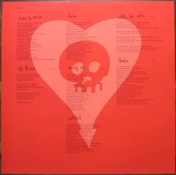 <u>PRESSING INFO</u><br><table class=inf_press><tbody><tr class=inf_info><td class=inf_title>Album:</td><td class=inf_info> Crimson on 180g Black (Vagrant 20th Anniversary)  </td></tr>
    <td class=inf_title>Pressing:</td><td> Third Pressing /??  </td></tr>
    <td class=inf_title>Release Date:</td><td> Feb. 8th 2017  </td></tr>
    <td class=inf_title>Album Pressed:</td><td> 2017  </td></tr>
    <td class=inf_title>Label:</td><td> Vagrant Records/BMG VR4404  </td></tr>
    <td class=inf_title>Insert:</td><td> Double Sided Glossy  </td></tr>
    <td class=inf_title>Barcode:</td><td> 4 050538-230123  </td></tr>
    <td class=inf_title>Side A Matrix:</td><td> ALKALINE TRIO-CRIMSON SP VR 4404 A plush v  </td></tr>
    <td class=inf_title>Side B Matrix:</td><td> THE ALKALINE TRIO-CRIMSON VR 4404 B plush v  </td></tr>
    <td class=inf_title>&nbsp;</td><td> <a href=https://www.discogs.com/release/9726458 target=_blank rel=noopener noreferrer>View This Release on Discogs</a>  </tr></tbody></table>
<br><u>PRICING</u><span class='less' style='padding-left: 8px; color: var(--font-colour_grey);'>(prices shown in USD)</span><br><table class='inf_press'><tbody><tr class='inf_info'>
            <td class='inf_title'>Last Sold:</td>
            <td>$79.99 (Feb 1, 2026)</td>
            </tr><tr class='inf_info'>
            <td class='inf_title'>History:</td>
            <td>
                <span class='price-low' title='Sold on Jan 21, 2024'>Low: <span class='price-value'>$22.00</span></span>
                <span class='price-separator'>|</span>
                <span class='price-avg'>Avg: <span class='price-value'>$95.93</span></span>
                <span class='price-separator'>|</span>
                <span class='price-high' title='Sold on Aug 26, 2020'>High: <span class='price-value'>$190.00</span></span>
            </td>
            </tr></tbody></table><br>    <br><br><u>TRACKLIST</u><br><table class='inf_tracks'><tbody><tr>
            <td class='inf_num'>A1</td>
            <td class='inf_trk'>Time To Waste</td>
            <td class='inf_len'>4:11</td>
            <td><a href='#' class='lyric-link' data-album-code='crimson' data-song-title='Time To Waste'>Lyrics</a></td></tr><tr>
            <td class='inf_num'>A2</td>
            <td class='inf_trk'>The Poison</td>
            <td class='inf_len'>2:04</td>
            <td><a href='#' class='lyric-link' data-album-code='crimson' data-song-title='The Poison'>Lyrics</a></td></tr><tr>
            <td class='inf_num'>A3</td>
            <td class='inf_trk'>Burn</td>
            <td class='inf_len'>4:05</td>
            <td><a href='#' class='lyric-link' data-album-code='crimson' data-song-title='Burn'>Lyrics</a></td></tr><tr>
            <td class='inf_num'>A4</td>
            <td class='inf_trk'>Mercy Me</td>
            <td class='inf_len'>2:49</td>
            <td><a href='#' class='lyric-link' data-album-code='crimson' data-song-title='Mercy Me'>Lyrics</a></td></tr><tr>
            <td class='inf_num'>A5</td>
            <td class='inf_trk'>Dethbed</td>
            <td class='inf_len'>3:03</td>
            <td><a href='#' class='lyric-link' data-album-code='crimson' data-song-title='Dethbed'>Lyrics</a></td></tr><tr>
            <td class='inf_num'>A6</td>
            <td class='inf_trk'>Settle For Satin</td>
            <td class='inf_len'>3:49</td>
            <td><a href='#' class='lyric-link' data-album-code='crimson' data-song-title='Settle For Satin'>Lyrics</a></td></tr><tr>
            <td class='inf_num'>A7</td>
            <td class='inf_trk'>Sadie</td>
            <td class='inf_len'>4:39</td>
            <td><a href='#' class='lyric-link' data-album-code='crimson' data-song-title='Sadie'>Lyrics</a></td></tr><tr>
            <td class='inf_num'>B1</td>
            <td class='inf_trk'>Fall Victim</td>
            <td class='inf_len'>3:18</td>
            <td><a href='#' class='lyric-link' data-album-code='crimson' data-song-title='Fall Victim'>Lyrics</a></td></tr><tr>
            <td class='inf_num'>B2</td>
            <td class='inf_trk'>I Was A Prayer</td>
            <td class='inf_len'>2:36</td>
            <td><a href='#' class='lyric-link' data-album-code='crimson' data-song-title='I Was A Prayer'>Lyrics</a></td></tr><tr>
            <td class='inf_num'>B3</td>
            <td class='inf_trk'>Prevent This Tragedy</td>
            <td class='inf_len'>3:06</td>
            <td><a href='#' class='lyric-link' data-album-code='crimson' data-song-title='Prevent This Tragedy'>Lyrics</a></td></tr><tr>
            <td class='inf_num'>B4</td>
            <td class='inf_trk'>Back To Hell</td>
            <td class='inf_len'>2:54</td>
            <td><a href='#' class='lyric-link' data-album-code='crimson' data-song-title='Back To Hell'>Lyrics</a></td></tr><tr>
            <td class='inf_num'>B5</td>
            <td class='inf_trk'>Your Neck</td>
            <td class='inf_len'>3:15</td>
            <td><a href='#' class='lyric-link' data-album-code='crimson' data-song-title='Your Neck'>Lyrics</a></td></tr><tr>
            <td class='inf_num'>B6</td>
            <td class='inf_trk'>Smoke</td>
            <td class='inf_len'>2:59</td>
            <td><a href='#' class='lyric-link' data-album-code='crimson' data-song-title='Smoke'>Lyrics</a></td></tr></tbody></table><br><br>
    <u>NOTES</u><br> Released as part of the Vagrant 20th Anniversary series alongside Good Mourning and From Here to Infirmary.
 - Insert
