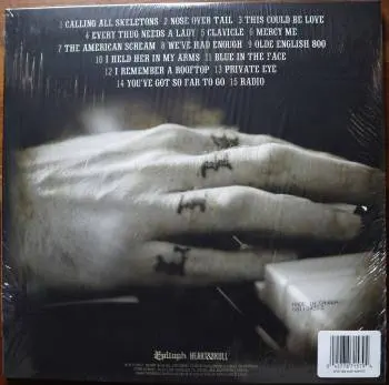 <u>PRESSING INFO</u><br><table class=inf_press><tbody><tr class=inf_info><td class=inf_title>Album:</td><td class=inf_info> Damnesia on Red & White Marble | Red & White Marble (Newbury Comics Exclusive)  </td></tr>
    <td class=inf_title>Pressing:</td><td> Second Pressing /750  </td></tr>
    <td class=inf_title>Release Date:</td><td> Oct. 19th 2022  </td></tr>
    <td class=inf_title>Album Pressed:</td><td> 2022  </td></tr>
    <td class=inf_title>Label:</td><td> Heart&Skull/Epitaph Records 87157-1  </td></tr>
    <td class=inf_title>Insert:</td><td> none  </td></tr>
    <td class=inf_title>Barcode:</td><td> 0 45778-71571 8  </td></tr>
    <td class=inf_title>Side A Matrix:</td><td> 233291E1/A 10-93073 / 87157-A  </td></tr>
    <td class=inf_title>Side B Matrix:</td><td> 233291E2/A 10-93073 / 87157-B  </td></tr>
    <td class=inf_title>Side C Matrix:</td><td> 233291E3/A 10-93073 / 87157-C  </td></tr>
    <td class=inf_title>Side D Matrix:</td><td> 23329E4  </td></tr>
    <td class=inf_title>&nbsp;</td><td> <a href=https://www.discogs.com/release/23596061 target=_blank rel=noopener noreferrer>View This Release on Discogs</a>  </tr></tbody></table>
<br><u>PRICING</u><span class='less' style='padding-left: 8px; color: var(--font-colour_grey);'>(prices shown in USD)</span><br><table class='inf_press'><tbody><tr class='inf_info'>
            <td class='inf_title'>Last Sold:</td>
            <td>$21.99 (Jul 15, 2026)</td>
            </tr><tr class='inf_info'>
            <td class='inf_title'>History:</td>
            <td>
                <span class='price-low' title='Sold on May 15, 2025'>Low: <span class='price-value'>$18.00</span></span>
                <span class='price-separator'>|</span>
                <span class='price-avg'>Avg: <span class='price-value'>$34.87</span></span>
                <span class='price-separator'>|</span>
                <span class='price-high' title='Sold on Jul 6, 2022'>High: <span class='price-value'>$60.00</span></span>
            </td>
            </tr></tbody></table><br>    <br><br><u>TRACKLIST</u><br><table class='inf_tracks'><tbody><tr>
            <td class='inf_num'>A1</td>
            <td class='inf_trk'>Calling All Skeletons</td>
            <td class='inf_len'>3:31</td>
            <td><a href='#' class='lyric-link' data-album-code='damnesia' data-song-title='Calling All Skeletons'>Lyrics</a></td></tr><tr>
            <td class='inf_num'>A2</td>
            <td class='inf_trk'>Nose Over Tail</td>
            <td class='inf_len'>2:42</td>
            <td><a href='#' class='lyric-link' data-album-code='damnesia' data-song-title='Nose Over Tail'>Lyrics</a></td></tr><tr>
            <td class='inf_num'>A3</td>
            <td class='inf_trk'>This Could Be Love</td>
            <td class='inf_len'>4:26</td>
            <td><a href='#' class='lyric-link' data-album-code='damnesia' data-song-title='This Could Be Love'>Lyrics</a></td></tr><tr>
            <td class='inf_num'>A4</td>
            <td class='inf_trk'>Every Thug Needs A Lady</td>
            <td class='inf_len'>3:42</td>
            <td><a href='#' class='lyric-link' data-album-code='damnesia' data-song-title='Every Thug Needs A Lady'>Lyrics</a></td></tr><tr>
            <td class='inf_num'>A5</td>
            <td class='inf_trk'>Clavicle</td>
            <td class='inf_len'>2:39</td>
            <td><a href='#' class='lyric-link' data-album-code='damnesia' data-song-title='Clavicle'>Lyrics</a></td></tr><tr>
            <td class='inf_num'>B1</td>
            <td class='inf_trk'>Mercy Me</td>
            <td class='inf_len'>3:03</td>
            <td><a href='#' class='lyric-link' data-album-code='damnesia' data-song-title='Mercy Me'>Lyrics</a></td></tr><tr>
            <td class='inf_num'>B2</td>
            <td class='inf_trk'>The American Scream</td>
            <td class='inf_len'>3:16</td>
            <td><a href='#' class='lyric-link' data-album-code='damnesia' data-song-title='The American Scream'>Lyrics</a></td></tr><tr>
            <td class='inf_num'>B3</td>
            <td class='inf_trk'>We’ve Had Enough</td>
            <td class='inf_len'>2:49</td>
            <td><a href='#' class='lyric-link' data-album-code='damnesia' data-song-title='We’ve Had Enough'>Lyrics</a></td></tr><tr>
            <td class='inf_num'>B4</td>
            <td class='inf_trk'>Olde English 800</td>
            <td class='inf_len'>1:37</td>
            <td><a href='#' class='lyric-link' data-album-code='damnesia' data-song-title='Olde English 800'>Lyrics</a></td></tr><tr>
            <td class='inf_num'>B5</td>
            <td class='inf_trk'>I Held Her In My Arms</td>
            <td class='inf_len'>2:44</td>
            <td><a href='#' class='lyric-link' data-album-code='damnesia' data-song-title='I Held Her In My Arms'>Lyrics</a></td></tr><tr>
            <td class='inf_num'>B6</td>
            <td class='inf_trk'>Blue In The Face</td>
            <td class='inf_len'>3:41</td>
            <td><a href='#' class='lyric-link' data-album-code='damnesia' data-song-title='Blue In The Face'>Lyrics</a></td></tr><tr>
            <td class='inf_num'>C1</td>
            <td class='inf_trk'>I Remember A Rooftop</td>
            <td class='inf_len'>3:39</td>
            <td><a href='#' class='lyric-link' data-album-code='damnesia' data-song-title='I Remember A Rooftop'>Lyrics</a></td></tr><tr>
            <td class='inf_num'>C2</td>
            <td class='inf_trk'>Private Eye</td>
            <td class='inf_len'>3:47</td>
            <td><a href='#' class='lyric-link' data-album-code='damnesia' data-song-title='Private Eye'>Lyrics</a></td></tr><tr>
            <td class='inf_num'>C3</td>
            <td class='inf_trk'>You’ve Got So Far To Go</td>
            <td class='inf_len'>3:12</td>
            <td><a href='#' class='lyric-link' data-album-code='damnesia' data-song-title='You’ve Got So Far To Go'>Lyrics</a></td></tr><tr>
            <td class='inf_num'>C4</td>
            <td class='inf_trk'>Radio</td>
            <td class='inf_len'>5:23</td>
            <td><a href='#' class='lyric-link' data-album-code='damnesia' data-song-title='Radio'>Lyrics</a></td></tr></tbody></table><br><br>
    <u>NOTES</u><br> This pressing was released by Newbury Comics.
 - Back