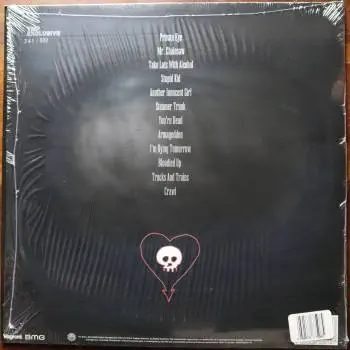 <u>PRESSING INFO</u><br><table class=inf_press><tbody><tr class=inf_info><td class=inf_title>Album:</td><td class=inf_info> From Here To Infirmary on Orange with Black & Yellow Splatter (Vinyl Me, Please Exclusive)  </td></tr>
    <td class=inf_title>Pressing:</td><td> Fourth Pressing /500  </td></tr>
    <td class=inf_title>Release Date:</td><td> Aug. 5th 2021  </td></tr>
    <td class=inf_title>Album Pressed:</td><td> 2021  </td></tr>
    <td class=inf_title>Label:</td><td> Vagrant Records/BMG VR4405  </td></tr>
    <td class=inf_title>Insert:</td><td> Double Sided Glossy  </td></tr>
    <td class=inf_title>Barcode:</td><td> 4 050538-230147  </td></tr>
    <td class=inf_title>Side A Matrix:</td><td> ALKALINE TRIO - FROM HERE TO INFIRMARY plush v VR4405 A (etched) VR4405-A 219742E1 894677 (stamped)  </td></tr>
    <td class=inf_title>Side B Matrix:</td><td> ALKALINE TRIO - HERE TO INFIRMARY plush vinyl (etched) VR4405-B 219742E2 894675 (stamped)  </td></tr>
    <td class=inf_title>&nbsp;</td><td> <a href=https://www.discogs.com/release/20391526 target=_blank rel=noopener noreferrer>View This Release on Discogs</a>  </tr></tbody></table>
<br><u>PRICING</u><span class='less' style='padding-left: 8px; color: var(--font-colour_grey);'>(prices shown in USD)</span><br><table class='inf_press'><tbody><tr class='inf_info'>
            <td class='inf_title'>Last Sold:</td>
            <td><span title='Sold for A$82.00'>$57.39</span> (Jul 4, 2026)</td>
            </tr><tr class='inf_info'>
            <td class='inf_title'>History:</td>
            <td>
                <span class='price-low' title='€25.00 · Sold on May 25, 2023'>Low: <span class='price-value'>$28.47</span></span>
                <span class='price-separator'>|</span>
                <span class='price-avg'>Avg: <span class='price-value'>$45.47</span></span>
                <span class='price-separator'>|</span>
                <span class='price-high' title='Sold on Apr 13, 2026'>High: <span class='price-value'>$59.99</span></span>
            </td>
            </tr></tbody></table><br>    <br><br><u>TRACKLIST</u><br><table class='inf_tracks'><tbody><tr>
            <td class='inf_num'>A1</td>
            <td class='inf_trk'>Private Eye</td>
            <td class='inf_len'>3:30</td>
            <td><a href='#' class='lyric-link' data-album-code='fhti' data-song-title='Private Eye'>Lyrics</a></td></tr><tr>
            <td class='inf_num'>A2</td>
            <td class='inf_trk'>Mr. Chainsaw</td>
            <td class='inf_len'>3:05</td>
            <td><a href='#' class='lyric-link' data-album-code='fhti' data-song-title='Mr. Chainsaw'>Lyrics</a></td></tr><tr>
            <td class='inf_num'>A3</td>
            <td class='inf_trk'>Take Lots With Alcohol</td>
            <td class='inf_len'>3:13</td>
            <td><a href='#' class='lyric-link' data-album-code='fhti' data-song-title='Take Lots With Alcohol'>Lyrics</a></td></tr><tr>
            <td class='inf_num'>A4</td>
            <td class='inf_trk'>Stupid Kid</td>
            <td class='inf_len'>2:23</td>
            <td><a href='#' class='lyric-link' data-album-code='fhti' data-song-title='Stupid Kid'>Lyrics</a></td></tr><tr>
            <td class='inf_num'>A5</td>
            <td class='inf_trk'>Another Innocent Girl</td>
            <td class='inf_len'>3:37</td>
            <td><a href='#' class='lyric-link' data-album-code='fhti' data-song-title='Another Innocent Girl'>Lyrics</a></td></tr><tr>
            <td class='inf_num'>A6</td>
            <td class='inf_trk'>Steamer Trunk</td>
            <td class='inf_len'>2:50</td>
            <td><a href='#' class='lyric-link' data-album-code='fhti' data-song-title='Steamer Trunk'>Lyrics</a></td></tr><tr>
            <td class='inf_num'>B1</td>
            <td class='inf_trk'>You’re Dead</td>
            <td class='inf_len'>3:50</td>
            <td><a href='#' class='lyric-link' data-album-code='fhti' data-song-title='You’re Dead'>Lyrics</a></td></tr><tr>
            <td class='inf_num'>B2</td>
            <td class='inf_trk'>Armageddon</td>
            <td class='inf_len'>2:49</td>
            <td><a href='#' class='lyric-link' data-album-code='fhti' data-song-title='Armageddon'>Lyrics</a></td></tr><tr>
            <td class='inf_num'>B3</td>
            <td class='inf_trk'>I’m Dying Tomorrow</td>
            <td class='inf_len'>2:18</td>
            <td><a href='#' class='lyric-link' data-album-code='fhti' data-song-title='I’m Dying Tomorrow'>Lyrics</a></td></tr><tr>
            <td class='inf_num'>B4</td>
            <td class='inf_trk'>Bloodied Up</td>
            <td class='inf_len'>2:51</td>
            <td><a href='#' class='lyric-link' data-album-code='fhti' data-song-title='Bloodied Up'>Lyrics</a></td></tr><tr>
            <td class='inf_num'>B5</td>
            <td class='inf_trk'>Trucks And Trains</td>
            <td class='inf_len'>3:16</td>
            <td><a href='#' class='lyric-link' data-album-code='fhti' data-song-title='Trucks And Trains'>Lyrics</a></td></tr><tr>
            <td class='inf_num'>B6</td>
            <td class='inf_trk'>Crawl</td>
            <td class='inf_len'>4:25</td>
            <td><a href='#' class='lyric-link' data-album-code='fhti' data-song-title='Crawl'>Lyrics</a></td></tr></tbody></table><br><br>
    <u>NOTES</u><br> Foil stamped numbered sleeve. This pressing was released for through Vinyl Me, Please as an exclusive.
 - Back