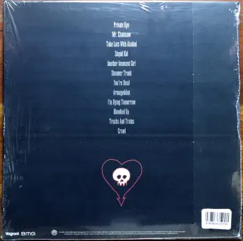 <u>PRESSING INFO</u><br><table class=inf_press><tbody><tr class=inf_info><td class=inf_title>Album:</td><td class=inf_info> From Here To Infirmary on Red & Black Splatter  </td></tr>
    <td class=inf_title>Pressing:</td><td> Fourth Pressing Reissue /??  </td></tr>
    <td class=inf_title>Release Date:</td><td> May 10th 2024  </td></tr>
    <td class=inf_title>Album Pressed:</td><td> 2024  </td></tr>
    <td class=inf_title>Label:</td><td> Vagrant Records/BMG VR4405  </td></tr>
    <td class=inf_title>Insert:</td><td> Double Sided Glossy  </td></tr>
    <td class=inf_title>Barcode:</td><td> 4 099964-03473 8  </td></tr>
    <td class=inf_title>Side A Matrix:</td><td> VR4405 A ALKALINE TRIO - FROM HERE TO INFIRMARY DC Plush V 219742E1 894677 VR4405-A  </td></tr>
    <td class=inf_title>Side B Matrix:</td><td> SP VR4405 B ALKALINE TRIO - FROM HERE TO INFIRMARY DC Plush Vinyl 219742E2 894675 VR4405-B  </td></tr>
    <td class=inf_title>&nbsp;</td><td> <a href=https://www.discogs.com/release/19114693 target=_blank rel=noopener noreferrer>View This Release on Discogs</a>  </tr></tbody></table>
<br><u>PRICING</u><span class='less' style='padding-left: 8px; color: var(--font-colour_grey);'>(prices shown in USD)</span><br><table class='inf_press'><tbody><tr class='inf_info'>
            <td class='inf_title'>Last Sold:</td>
            <td>$60.00 (Jul 17, 2026)</td>
            </tr><tr class='inf_info'>
            <td class='inf_title'>History:</td>
            <td>
                <span class='price-low' title='Sold on Jul 5, 2025'>Low: <span class='price-value'>$22.00</span></span>
                <span class='price-separator'>|</span>
                <span class='price-avg'>Avg: <span class='price-value'>$40.70</span></span>
                <span class='price-separator'>|</span>
                <span class='price-high' title='€57.50 · Sold on Dec 31, 2025'>High: <span class='price-value'>$65.49</span></span>
            </td>
            </tr></tbody></table><br>    <br><br><u>TRACKLIST</u><br><table class='inf_tracks'><tbody><tr>
            <td class='inf_num'>A1</td>
            <td class='inf_trk'>Private Eye</td>
            <td class='inf_len'>3:30</td>
            <td><a href='#' class='lyric-link' data-album-code='fhti' data-song-title='Private Eye'>Lyrics</a></td></tr><tr>
            <td class='inf_num'>A2</td>
            <td class='inf_trk'>Mr. Chainsaw</td>
            <td class='inf_len'>3:05</td>
            <td><a href='#' class='lyric-link' data-album-code='fhti' data-song-title='Mr. Chainsaw'>Lyrics</a></td></tr><tr>
            <td class='inf_num'>A3</td>
            <td class='inf_trk'>Take Lots With Alcohol</td>
            <td class='inf_len'>3:13</td>
            <td><a href='#' class='lyric-link' data-album-code='fhti' data-song-title='Take Lots With Alcohol'>Lyrics</a></td></tr><tr>
            <td class='inf_num'>A4</td>
            <td class='inf_trk'>Stupid Kid</td>
            <td class='inf_len'>2:23</td>
            <td><a href='#' class='lyric-link' data-album-code='fhti' data-song-title='Stupid Kid'>Lyrics</a></td></tr><tr>
            <td class='inf_num'>A5</td>
            <td class='inf_trk'>Another Innocent Girl</td>
            <td class='inf_len'>3:37</td>
            <td><a href='#' class='lyric-link' data-album-code='fhti' data-song-title='Another Innocent Girl'>Lyrics</a></td></tr><tr>
            <td class='inf_num'>A6</td>
            <td class='inf_trk'>Steamer Trunk</td>
            <td class='inf_len'>2:50</td>
            <td><a href='#' class='lyric-link' data-album-code='fhti' data-song-title='Steamer Trunk'>Lyrics</a></td></tr><tr>
            <td class='inf_num'>B1</td>
            <td class='inf_trk'>You’re Dead</td>
            <td class='inf_len'>3:50</td>
            <td><a href='#' class='lyric-link' data-album-code='fhti' data-song-title='You’re Dead'>Lyrics</a></td></tr><tr>
            <td class='inf_num'>B2</td>
            <td class='inf_trk'>Armageddon</td>
            <td class='inf_len'>2:49</td>
            <td><a href='#' class='lyric-link' data-album-code='fhti' data-song-title='Armageddon'>Lyrics</a></td></tr><tr>
            <td class='inf_num'>B3</td>
            <td class='inf_trk'>I’m Dying Tomorrow</td>
            <td class='inf_len'>2:18</td>
            <td><a href='#' class='lyric-link' data-album-code='fhti' data-song-title='I’m Dying Tomorrow'>Lyrics</a></td></tr><tr>
            <td class='inf_num'>B4</td>
            <td class='inf_trk'>Bloodied Up</td>
            <td class='inf_len'>2:51</td>
            <td><a href='#' class='lyric-link' data-album-code='fhti' data-song-title='Bloodied Up'>Lyrics</a></td></tr><tr>
            <td class='inf_num'>B5</td>
            <td class='inf_trk'>Trucks And Trains</td>
            <td class='inf_len'>3:16</td>
            <td><a href='#' class='lyric-link' data-album-code='fhti' data-song-title='Trucks And Trains'>Lyrics</a></td></tr><tr>
            <td class='inf_num'>B6</td>
            <td class='inf_trk'>Crawl</td>
            <td class='inf_len'>4:25</td>
            <td><a href='#' class='lyric-link' data-album-code='fhti' data-song-title='Crawl'>Lyrics</a></td></tr></tbody></table><br><br>
    <u>NOTES</u><br> IDENTICAL TO THE RSD 2021 VERSION. Showed up March 22nd 2024 on Amazon for a May 10th 2024 release. Only difference are stickers lacking on the shrink and a n Amazon barcode sticker
 - Back