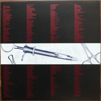 <u>PRESSING INFO</u><br><table class=inf_press><tbody><tr class=inf_info><td class=inf_title>Album:</td><td class=inf_info> From Here To Infirmary on Tan Marble  </td></tr>
    <td class=inf_title>Pressing:</td><td> Second Pressing /200-300  </td></tr>
    <td class=inf_title>Release Date:</td><td> Nov. 15th 2011  </td></tr>
    <td class=inf_title>Album Pressed:</td><td> 2011  </td></tr>
    <td class=inf_title>Label:</td><td> Vagrant Records/Cobraside Distribution CSDLP 1156  </td></tr>
    <td class=inf_title>Insert:</td><td> Double Sided Glossy  </td></tr>
    <td class=inf_title>Barcode:</td><td> 8 29707-95561 7  </td></tr>
    <td class=inf_title>Side A Matrix:</td><td> CSDLP-1156-A  </td></tr>
    <td class=inf_title>Side B Matrix:</td><td> CSDLP-1156-B  </td></tr>
    <td class=inf_title>&nbsp;</td><td> <a href=https://www.discogs.com/release/18449026 target=_blank rel=noopener noreferrer>View This Release on Discogs</a>  </tr></tbody></table>
    <br><br><u>TRACKLIST</u><br><table class='inf_tracks'><tbody><tr>
            <td class='inf_num'>A1</td>
            <td class='inf_trk'>Private Eye</td>
            <td class='inf_len'>3:30</td>
            <td><a href='#' class='lyric-link' data-album-code='fhti' data-song-title='Private Eye'>Lyrics</a></td></tr><tr>
            <td class='inf_num'>A2</td>
            <td class='inf_trk'>Mr. Chainsaw</td>
            <td class='inf_len'>3:05</td>
            <td><a href='#' class='lyric-link' data-album-code='fhti' data-song-title='Mr. Chainsaw'>Lyrics</a></td></tr><tr>
            <td class='inf_num'>A3</td>
            <td class='inf_trk'>Take Lots With Alcohol</td>
            <td class='inf_len'>3:13</td>
            <td><a href='#' class='lyric-link' data-album-code='fhti' data-song-title='Take Lots With Alcohol'>Lyrics</a></td></tr><tr>
            <td class='inf_num'>A4</td>
            <td class='inf_trk'>Stupid Kid</td>
            <td class='inf_len'>2:23</td>
            <td><a href='#' class='lyric-link' data-album-code='fhti' data-song-title='Stupid Kid'>Lyrics</a></td></tr><tr>
            <td class='inf_num'>A5</td>
            <td class='inf_trk'>Another Innocent Girl</td>
            <td class='inf_len'>3:37</td>
            <td><a href='#' class='lyric-link' data-album-code='fhti' data-song-title='Another Innocent Girl'>Lyrics</a></td></tr><tr>
            <td class='inf_num'>A6</td>
            <td class='inf_trk'>Steamer Trunk</td>
            <td class='inf_len'>2:50</td>
            <td><a href='#' class='lyric-link' data-album-code='fhti' data-song-title='Steamer Trunk'>Lyrics</a></td></tr><tr>
            <td class='inf_num'>B1</td>
            <td class='inf_trk'>You’re Dead</td>
            <td class='inf_len'>3:50</td>
            <td><a href='#' class='lyric-link' data-album-code='fhti' data-song-title='You’re Dead'>Lyrics</a></td></tr><tr>
            <td class='inf_num'>B2</td>
            <td class='inf_trk'>Armageddon</td>
            <td class='inf_len'>2:49</td>
            <td><a href='#' class='lyric-link' data-album-code='fhti' data-song-title='Armageddon'>Lyrics</a></td></tr><tr>
            <td class='inf_num'>B3</td>
            <td class='inf_trk'>I’m Dying Tomorrow</td>
            <td class='inf_len'>2:18</td>
            <td><a href='#' class='lyric-link' data-album-code='fhti' data-song-title='I’m Dying Tomorrow'>Lyrics</a></td></tr><tr>
            <td class='inf_num'>B4</td>
            <td class='inf_trk'>Bloodied Up</td>
            <td class='inf_len'>2:51</td>
            <td><a href='#' class='lyric-link' data-album-code='fhti' data-song-title='Bloodied Up'>Lyrics</a></td></tr><tr>
            <td class='inf_num'>B5</td>
            <td class='inf_trk'>Trucks And Trains</td>
            <td class='inf_len'>3:16</td>
            <td><a href='#' class='lyric-link' data-album-code='fhti' data-song-title='Trucks And Trains'>Lyrics</a></td></tr><tr>
            <td class='inf_num'>B6</td>
            <td class='inf_trk'>Crawl</td>
            <td class='inf_len'>4:25</td>
            <td><a href='#' class='lyric-link' data-album-code='fhti' data-song-title='Crawl'>Lyrics</a></td></tr></tbody></table><br><br>
    <u>NOTES</u><br> Covers from here on out are less glossy than the 1st press. Lyric text is smaller than 1st press inserts.
 - Insert