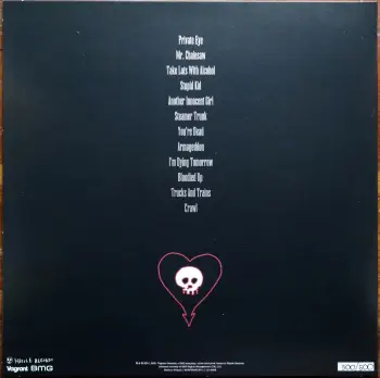 <u>PRESSING INFO</u><br><table class=inf_press><tbody><tr class=inf_info><td class=inf_title>Album:</td><td class=inf_info> From Here To Infirmary on UK Heavyweight Black (Numbered Hassle Exclusive)  </td></tr>
    <td class=inf_title>Pressing:</td><td> Sixth Pressing /500  </td></tr>
    <td class=inf_title>Release Date:</td><td> Dec. 16th 2024  </td></tr>
    <td class=inf_title>Album Pressed:</td><td> 2024  </td></tr>
    <td class=inf_title>Label:</td><td> Vagrant Records/BMG VR4405  </td></tr>
    <td class=inf_title>Insert:</td><td> Double Sided Glossy Cardstock  </td></tr>
    <td class=inf_title>Barcode:</td><td> 5060626463851  </td></tr>
    <td class=inf_title>Side A Matrix:</td><td> 878076-A (stamped) 4 (etched)  </td></tr>
    <td class=inf_title>Side B Matrix:</td><td> 878076-B (stamped) 4 (etched)  </td></tr>
    <td class=inf_title>&nbsp;</td><td> <a href= target=_blank rel=noopener noreferrer>View This Release on Discogs</a>  </tr></tbody></table>
    <br><br><u>TRACKLIST</u><br><table class='inf_tracks'><tbody><tr>
            <td class='inf_num'>A1</td>
            <td class='inf_trk'>Private Eye</td>
            <td class='inf_len'>3:30</td>
            <td><a href='#' class='lyric-link' data-album-code='fhti' data-song-title='Private Eye'>Lyrics</a></td></tr><tr>
            <td class='inf_num'>A2</td>
            <td class='inf_trk'>Mr. Chainsaw</td>
            <td class='inf_len'>3:05</td>
            <td><a href='#' class='lyric-link' data-album-code='fhti' data-song-title='Mr. Chainsaw'>Lyrics</a></td></tr><tr>
            <td class='inf_num'>A3</td>
            <td class='inf_trk'>Take Lots With Alcohol</td>
            <td class='inf_len'>3:13</td>
            <td><a href='#' class='lyric-link' data-album-code='fhti' data-song-title='Take Lots With Alcohol'>Lyrics</a></td></tr><tr>
            <td class='inf_num'>A4</td>
            <td class='inf_trk'>Stupid Kid</td>
            <td class='inf_len'>2:23</td>
            <td><a href='#' class='lyric-link' data-album-code='fhti' data-song-title='Stupid Kid'>Lyrics</a></td></tr><tr>
            <td class='inf_num'>A5</td>
            <td class='inf_trk'>Another Innocent Girl</td>
            <td class='inf_len'>3:37</td>
            <td><a href='#' class='lyric-link' data-album-code='fhti' data-song-title='Another Innocent Girl'>Lyrics</a></td></tr><tr>
            <td class='inf_num'>A6</td>
            <td class='inf_trk'>Steamer Trunk</td>
            <td class='inf_len'>2:50</td>
            <td><a href='#' class='lyric-link' data-album-code='fhti' data-song-title='Steamer Trunk'>Lyrics</a></td></tr><tr>
            <td class='inf_num'>B1</td>
            <td class='inf_trk'>You’re Dead</td>
            <td class='inf_len'>3:50</td>
            <td><a href='#' class='lyric-link' data-album-code='fhti' data-song-title='You’re Dead'>Lyrics</a></td></tr><tr>
            <td class='inf_num'>B2</td>
            <td class='inf_trk'>Armageddon</td>
            <td class='inf_len'>2:49</td>
            <td><a href='#' class='lyric-link' data-album-code='fhti' data-song-title='Armageddon'>Lyrics</a></td></tr><tr>
            <td class='inf_num'>B3</td>
            <td class='inf_trk'>I’m Dying Tomorrow</td>
            <td class='inf_len'>2:18</td>
            <td><a href='#' class='lyric-link' data-album-code='fhti' data-song-title='I’m Dying Tomorrow'>Lyrics</a></td></tr><tr>
            <td class='inf_num'>B4</td>
            <td class='inf_trk'>Bloodied Up</td>
            <td class='inf_len'>2:51</td>
            <td><a href='#' class='lyric-link' data-album-code='fhti' data-song-title='Bloodied Up'>Lyrics</a></td></tr><tr>
            <td class='inf_num'>B5</td>
            <td class='inf_trk'>Trucks And Trains</td>
            <td class='inf_len'>3:16</td>
            <td><a href='#' class='lyric-link' data-album-code='fhti' data-song-title='Trucks And Trains'>Lyrics</a></td></tr><tr>
            <td class='inf_num'>B6</td>
            <td class='inf_trk'>Crawl</td>
            <td class='inf_len'>4:25</td>
            <td><a href='#' class='lyric-link' data-album-code='fhti' data-song-title='Crawl'>Lyrics</a></td></tr></tbody></table><br><br>
    <u>NOTES</u><br> Went up for pre-order at Hassle on November 1st 2024 for a December 16th 2024 release. Identical to the 4th pressing black hassle heavyweight, except this copy has a 4 etched in the matrix runout instead of a 3.
 - Back