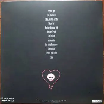 <u>PRESSING INFO</u><br><table class=inf_press><tbody><tr class=inf_info><td class=inf_title>Album:</td><td class=inf_info> From Here To Infirmary on Red with Black Splatter (UK RSD Vagrant 25th Anniversary)  </td></tr>
    <td class=inf_title>Pressing:</td><td> Fourth Pressing /1500  </td></tr>
    <td class=inf_title>Release Date:</td><td> Apr. 7th 2021  </td></tr>
    <td class=inf_title>Album Pressed:</td><td> 2021  </td></tr>
    <td class=inf_title>Label:</td><td> Vagrant/BMG - Hassle Records HOFFVR25LP01  </td></tr>
    <td class=inf_title>Insert:</td><td> Double Sided Glossy Cardstock  </td></tr>
    <td class=inf_title>Barcode:</td><td> none  </td></tr>
    <td class=inf_title>Side A Matrix:</td><td> 878076-A [Stamped] 3 [Etched]  </td></tr>
    <td class=inf_title>Side B Matrix:</td><td> 878076-B [Stamped] 7 [Etched]  </td></tr>
    <td class=inf_title>&nbsp;</td><td> <a href=https://www.discogs.com/release/19523932 target=_blank rel=noopener noreferrer>View This Release on Discogs</a>  </tr></tbody></table>
<br><u>PRICING</u><span class='less' style='padding-left: 8px; color: var(--font-colour_grey);'>(prices shown in USD)</span><br><table class='inf_press'><tbody><tr class='inf_info'>
            <td class='inf_title'>Last Sold:</td>
            <td><span title='Sold for €39.89'>$45.43</span> (Mar 24, 2026)</td>
            </tr><tr class='inf_info'>
            <td class='inf_title'>History:</td>
            <td>
                <span class='price-low' title='€24.00 · Sold on May 28, 2025'>Low: <span class='price-value'>$27.33</span></span>
                <span class='price-separator'>|</span>
                <span class='price-avg'>Avg: <span class='price-value'>$40.02</span></span>
                <span class='price-separator'>|</span>
                <span class='price-high' title='£45.00 · Sold on Mar 14, 2023'>High: <span class='price-value'>$59.92</span></span>
            </td>
            </tr></tbody></table><br>    <br><br><u>TRACKLIST</u><br><table class='inf_tracks'><tbody><tr>
            <td class='inf_num'>A1</td>
            <td class='inf_trk'>Private Eye</td>
            <td class='inf_len'>3:30</td>
            <td><a href='#' class='lyric-link' data-album-code='fhti' data-song-title='Private Eye'>Lyrics</a></td></tr><tr>
            <td class='inf_num'>A2</td>
            <td class='inf_trk'>Mr. Chainsaw</td>
            <td class='inf_len'>3:05</td>
            <td><a href='#' class='lyric-link' data-album-code='fhti' data-song-title='Mr. Chainsaw'>Lyrics</a></td></tr><tr>
            <td class='inf_num'>A3</td>
            <td class='inf_trk'>Take Lots With Alcohol</td>
            <td class='inf_len'>3:13</td>
            <td><a href='#' class='lyric-link' data-album-code='fhti' data-song-title='Take Lots With Alcohol'>Lyrics</a></td></tr><tr>
            <td class='inf_num'>A4</td>
            <td class='inf_trk'>Stupid Kid</td>
            <td class='inf_len'>2:23</td>
            <td><a href='#' class='lyric-link' data-album-code='fhti' data-song-title='Stupid Kid'>Lyrics</a></td></tr><tr>
            <td class='inf_num'>A5</td>
            <td class='inf_trk'>Another Innocent Girl</td>
            <td class='inf_len'>3:37</td>
            <td><a href='#' class='lyric-link' data-album-code='fhti' data-song-title='Another Innocent Girl'>Lyrics</a></td></tr><tr>
            <td class='inf_num'>A6</td>
            <td class='inf_trk'>Steamer Trunk</td>
            <td class='inf_len'>2:50</td>
            <td><a href='#' class='lyric-link' data-album-code='fhti' data-song-title='Steamer Trunk'>Lyrics</a></td></tr><tr>
            <td class='inf_num'>B1</td>
            <td class='inf_trk'>You’re Dead</td>
            <td class='inf_len'>3:50</td>
            <td><a href='#' class='lyric-link' data-album-code='fhti' data-song-title='You’re Dead'>Lyrics</a></td></tr><tr>
            <td class='inf_num'>B2</td>
            <td class='inf_trk'>Armageddon</td>
            <td class='inf_len'>2:49</td>
            <td><a href='#' class='lyric-link' data-album-code='fhti' data-song-title='Armageddon'>Lyrics</a></td></tr><tr>
            <td class='inf_num'>B3</td>
            <td class='inf_trk'>I’m Dying Tomorrow</td>
            <td class='inf_len'>2:18</td>
            <td><a href='#' class='lyric-link' data-album-code='fhti' data-song-title='I’m Dying Tomorrow'>Lyrics</a></td></tr><tr>
            <td class='inf_num'>B4</td>
            <td class='inf_trk'>Bloodied Up</td>
            <td class='inf_len'>2:51</td>
            <td><a href='#' class='lyric-link' data-album-code='fhti' data-song-title='Bloodied Up'>Lyrics</a></td></tr><tr>
            <td class='inf_num'>B5</td>
            <td class='inf_trk'>Trucks And Trains</td>
            <td class='inf_len'>3:16</td>
            <td><a href='#' class='lyric-link' data-album-code='fhti' data-song-title='Trucks And Trains'>Lyrics</a></td></tr><tr>
            <td class='inf_num'>B6</td>
            <td class='inf_trk'>Crawl</td>
            <td class='inf_len'>4:25</td>
            <td><a href='#' class='lyric-link' data-album-code='fhti' data-song-title='Crawl'>Lyrics</a></td></tr></tbody></table><br><br>
    <u>NOTES</u><br> This pressing was released for Record Store Day 2021 and to mark Vagrant Records 25th Anniversary. This pressing came hand numbered and was released through Hassle Records in the UK. The title is in silver, and the insert is on a heavier cardstock compared to the US version. Released on Hassle Records.
 - Back