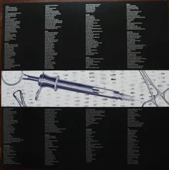 <u>PRESSING INFO</u><br><table class=inf_press><tbody><tr class=inf_info><td class=inf_title>Album:</td><td class=inf_info> From Here To Infirmary on Red with Black Splatter (UK RSD Vagrant 25th Anniversary)  </td></tr>
    <td class=inf_title>Pressing:</td><td> Fourth Pressing /1500  </td></tr>
    <td class=inf_title>Release Date:</td><td> Apr. 7th 2021  </td></tr>
    <td class=inf_title>Album Pressed:</td><td> 2021  </td></tr>
    <td class=inf_title>Label:</td><td> Vagrant/BMG - Hassle Records HOFFVR25LP01  </td></tr>
    <td class=inf_title>Insert:</td><td> Double Sided Glossy Cardstock  </td></tr>
    <td class=inf_title>Barcode:</td><td> none  </td></tr>
    <td class=inf_title>Side A Matrix:</td><td> 878076-A [Stamped] 3 [Etched]  </td></tr>
    <td class=inf_title>Side B Matrix:</td><td> 878076-B [Stamped] 7 [Etched]  </td></tr>
    <td class=inf_title>&nbsp;</td><td> <a href=https://www.discogs.com/release/19523932 target=_blank rel=noopener noreferrer>View This Release on Discogs</a>  </tr></tbody></table>
<br><u>PRICING</u><span class='less' style='padding-left: 8px; color: var(--font-colour_grey);'>(prices shown in USD)</span><br><table class='inf_press'><tbody><tr class='inf_info'>
            <td class='inf_title'>Last Sold:</td>
            <td><span title='Sold for €39.89'>$45.43</span> (Mar 24, 2026)</td>
            </tr><tr class='inf_info'>
            <td class='inf_title'>History:</td>
            <td>
                <span class='price-low' title='€24.00 · Sold on May 28, 2025'>Low: <span class='price-value'>$27.33</span></span>
                <span class='price-separator'>|</span>
                <span class='price-avg'>Avg: <span class='price-value'>$40.02</span></span>
                <span class='price-separator'>|</span>
                <span class='price-high' title='£45.00 · Sold on Mar 14, 2023'>High: <span class='price-value'>$59.92</span></span>
            </td>
            </tr></tbody></table><br>    <br><br><u>TRACKLIST</u><br><table class='inf_tracks'><tbody><tr>
            <td class='inf_num'>A1</td>
            <td class='inf_trk'>Private Eye</td>
            <td class='inf_len'>3:30</td>
            <td><a href='#' class='lyric-link' data-album-code='fhti' data-song-title='Private Eye'>Lyrics</a></td></tr><tr>
            <td class='inf_num'>A2</td>
            <td class='inf_trk'>Mr. Chainsaw</td>
            <td class='inf_len'>3:05</td>
            <td><a href='#' class='lyric-link' data-album-code='fhti' data-song-title='Mr. Chainsaw'>Lyrics</a></td></tr><tr>
            <td class='inf_num'>A3</td>
            <td class='inf_trk'>Take Lots With Alcohol</td>
            <td class='inf_len'>3:13</td>
            <td><a href='#' class='lyric-link' data-album-code='fhti' data-song-title='Take Lots With Alcohol'>Lyrics</a></td></tr><tr>
            <td class='inf_num'>A4</td>
            <td class='inf_trk'>Stupid Kid</td>
            <td class='inf_len'>2:23</td>
            <td><a href='#' class='lyric-link' data-album-code='fhti' data-song-title='Stupid Kid'>Lyrics</a></td></tr><tr>
            <td class='inf_num'>A5</td>
            <td class='inf_trk'>Another Innocent Girl</td>
            <td class='inf_len'>3:37</td>
            <td><a href='#' class='lyric-link' data-album-code='fhti' data-song-title='Another Innocent Girl'>Lyrics</a></td></tr><tr>
            <td class='inf_num'>A6</td>
            <td class='inf_trk'>Steamer Trunk</td>
            <td class='inf_len'>2:50</td>
            <td><a href='#' class='lyric-link' data-album-code='fhti' data-song-title='Steamer Trunk'>Lyrics</a></td></tr><tr>
            <td class='inf_num'>B1</td>
            <td class='inf_trk'>You’re Dead</td>
            <td class='inf_len'>3:50</td>
            <td><a href='#' class='lyric-link' data-album-code='fhti' data-song-title='You’re Dead'>Lyrics</a></td></tr><tr>
            <td class='inf_num'>B2</td>
            <td class='inf_trk'>Armageddon</td>
            <td class='inf_len'>2:49</td>
            <td><a href='#' class='lyric-link' data-album-code='fhti' data-song-title='Armageddon'>Lyrics</a></td></tr><tr>
            <td class='inf_num'>B3</td>
            <td class='inf_trk'>I’m Dying Tomorrow</td>
            <td class='inf_len'>2:18</td>
            <td><a href='#' class='lyric-link' data-album-code='fhti' data-song-title='I’m Dying Tomorrow'>Lyrics</a></td></tr><tr>
            <td class='inf_num'>B4</td>
            <td class='inf_trk'>Bloodied Up</td>
            <td class='inf_len'>2:51</td>
            <td><a href='#' class='lyric-link' data-album-code='fhti' data-song-title='Bloodied Up'>Lyrics</a></td></tr><tr>
            <td class='inf_num'>B5</td>
            <td class='inf_trk'>Trucks And Trains</td>
            <td class='inf_len'>3:16</td>
            <td><a href='#' class='lyric-link' data-album-code='fhti' data-song-title='Trucks And Trains'>Lyrics</a></td></tr><tr>
            <td class='inf_num'>B6</td>
            <td class='inf_trk'>Crawl</td>
            <td class='inf_len'>4:25</td>
            <td><a href='#' class='lyric-link' data-album-code='fhti' data-song-title='Crawl'>Lyrics</a></td></tr></tbody></table><br><br>
    <u>NOTES</u><br> This pressing was released for Record Store Day 2021 and to mark Vagrant Records 25th Anniversary. This pressing came hand numbered and was released through Hassle Records in the UK. The title is in silver, and the insert is on a heavier cardstock compared to the US version. Released on Hassle Records.
 - Insert