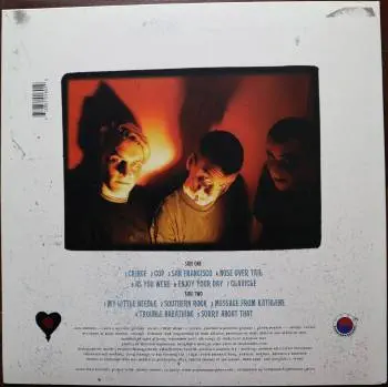<u>PRESSING INFO</u><br><table class=inf_press><tbody><tr class=inf_info><td class=inf_title>Album:</td><td class=inf_info> Goddamnit Redux on Translucent Red  </td></tr>
    <td class=inf_title>Pressing:</td><td> First Pressing /500  </td></tr>
    <td class=inf_title>Release Date:</td><td> Mar. 11th 2008  </td></tr>
    <td class=inf_title>Album Pressed:</td><td> 2008  </td></tr>
    <td class=inf_title>Label:</td><td> Asianman Records AM-160  </td></tr>
    <td class=inf_title>Insert:</td><td> Double Sided Glossy  </td></tr>
    <td class=inf_title>Barcode:</td><td> 6 12851-01601 9  </td></tr>
    <td class=inf_title>Side A Matrix:</td><td> 74940E1/B GOD  </td></tr>
    <td class=inf_title>Side B Matrix:</td><td> 74940E2/A DAMNIT!  </td></tr>
    <td class=inf_title>&nbsp;</td><td> <a href=https://www.discogs.com/release/6531450-Alkaline-Trio-Goddamnit target=_blank rel=noopener noreferrer>View This Release on Discogs</a>  </tr></tbody></table>
<br><u>PRICING</u><span class='less' style='padding-left: 8px; color: var(--font-colour_grey);'>(prices shown in USD)</span><br><table class='inf_press'><tbody><tr class='inf_info'>
            <td class='inf_title'>Last Sold:</td>
            <td>$50.00 (Feb 28, 2022)</td>
            </tr><tr class='inf_info'>
            <td class='inf_title'>History:</td>
            <td>
                <span class='price-low' title='Sold on Jun 12, 2016'>Low: <span class='price-value'>$18.99</span></span>
                <span class='price-separator'>|</span>
                <span class='price-avg'>Avg: <span class='price-value'>$39.74</span></span>
                <span class='price-separator'>|</span>
                <span class='price-high' title='Sold on Feb 28, 2022'>High: <span class='price-value'>$50.00</span></span>
            </td>
            </tr></tbody></table><br>    <br><br><u>TRACKLIST</u><br><table class='inf_tracks'><tbody><tr>
            <td class='inf_num'>A1</td>
            <td class='inf_trk'>Cringe</td>
            <td class='inf_len'>2:23</td>
            <td><a href='#' class='lyric-link' data-album-code='gd' data-song-title='Cringe'>Lyrics</a></td></tr><tr>
            <td class='inf_num'>A2</td>
            <td class='inf_trk'>Cop</td>
            <td class='inf_len'>2:18</td>
            <td><a href='#' class='lyric-link' data-album-code='gd' data-song-title='Cop'>Lyrics</a></td></tr><tr>
            <td class='inf_num'>A3</td>
            <td class='inf_trk'>San Francisco</td>
            <td class='inf_len'>3:52</td>
            <td><a href='#' class='lyric-link' data-album-code='gd' data-song-title='San Francisco'>Lyrics</a></td></tr><tr>
            <td class='inf_num'>A4</td>
            <td class='inf_trk'>Nose Over Tail</td>
            <td class='inf_len'>2:37</td>
            <td><a href='#' class='lyric-link' data-album-code='gd' data-song-title='Nose Over Tail'>Lyrics</a></td></tr><tr>
            <td class='inf_num'>A5</td>
            <td class='inf_trk'>As You Were</td>
            <td class='inf_len'>2:11</td>
            <td><a href='#' class='lyric-link' data-album-code='gd' data-song-title='As You Were'>Lyrics</a></td></tr><tr>
            <td class='inf_num'>A6</td>
            <td class='inf_trk'>Enjoy Your Day</td>
            <td class='inf_len'>2:17</td>
            <td><a href='#' class='lyric-link' data-album-code='gd' data-song-title='Enjoy Your Day'>Lyrics</a></td></tr><tr>
            <td class='inf_num'>A7</td>
            <td class='inf_trk'>Clavicle</td>
            <td class='inf_len'>2:28</td>
            <td><a href='#' class='lyric-link' data-album-code='gd' data-song-title='Clavicle'>Lyrics</a></td></tr><tr>
            <td class='inf_num'>B1</td>
            <td class='inf_trk'>My Little Needle</td>
            <td class='inf_len'>3:01</td>
            <td><a href='#' class='lyric-link' data-album-code='gd' data-song-title='My Little Needle'>Lyrics</a></td></tr><tr>
            <td class='inf_num'>B2</td>
            <td class='inf_trk'>Southern Rock</td>
            <td class='inf_len'>3:05</td>
            <td><a href='#' class='lyric-link' data-album-code='gd' data-song-title='Southern Rock'>Lyrics</a></td></tr><tr>
            <td class='inf_num'>B3</td>
            <td class='inf_trk'>Message From Kathlene</td>
            <td class='inf_len'>3:22</td>
            <td><a href='#' class='lyric-link' data-album-code='gd' data-song-title='Message From Kathlene'>Lyrics</a></td></tr><tr>
            <td class='inf_num'>B4</td>
            <td class='inf_trk'>Trouble Breathing</td>
            <td class='inf_len'>3:55</td>
            <td><a href='#' class='lyric-link' data-album-code='gd' data-song-title='Trouble Breathing'>Lyrics</a></td></tr><tr>
            <td class='inf_num'>B5</td>
            <td class='inf_trk'>Sorry About That</td>
            <td class='inf_len'>3:21</td>
            <td><a href='#' class='lyric-link' data-album-code='gd' data-song-title='Sorry About That'>Lyrics</a></td></tr></tbody></table><br><br>
    <u>NOTES</u><br> This 1st pressing has a matte cover but the lettering and clocks on the front, as well as the track titles and Heart & Skull logo on the back, have a glossy finish.
 - Back
