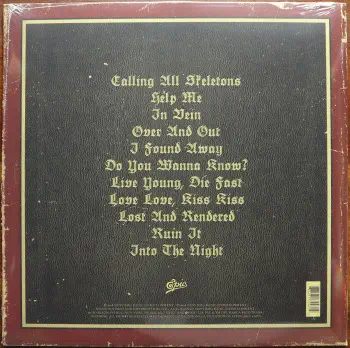 <u>PRESSING INFO</u><br><table class=inf_press><tbody><tr class=inf_info><td class=inf_title>Album:</td><td class=inf_info> Agony & Irony Past Live on Translucent Gold with Black Smoke  </td></tr>
    <td class=inf_title>Pressing:</td><td> First Pressing /500  </td></tr>
    <td class=inf_title>Release Date:</td><td> Dec. 1st 2014  </td></tr>
    <td class=inf_title>Album Pressed:</td><td> 2014  </td></tr>
    <td class=inf_title>Label:</td><td> Epic Records 88697-17247-1  </td></tr>
    <td class=inf_title>Insert:</td><td> Double Sided Glossy  </td></tr>
    <td class=inf_title>Barcode:</td><td> 8 86971-72471 4  </td></tr>
    <td class=inf_title>Side A Matrix:</td><td> 14-0492 A K SST MPO NOISELAND  </td></tr>
    <td class=inf_title>Side B Matrix:</td><td> 14-0492 B K SST MPO NOISELAND  </td></tr>
    <td class=inf_title>&nbsp;</td><td> <a href=https://www.discogs.com/release/6433186 target=_blank rel=noopener noreferrer>View This Release on Discogs</a>  </tr></tbody></table>
<br><u>PRICING</u><span class='less' style='padding-left: 8px; color: var(--font-colour_grey);'>(prices shown in USD)</span><br><table class='inf_press'><tbody><tr class='inf_info'>
            <td class='inf_title'>Last Sold:</td>
            <td>$666.00 (May 19, 2026)</td>
            </tr><tr class='inf_info'>
            <td class='inf_title'>History:</td>
            <td>
                <span class='price-low' title='Sold on Oct 23, 2022'>Low: <span class='price-value'>$79.99</span></span>
                <span class='price-separator'>|</span>
                <span class='price-avg'>Avg: <span class='price-value'>$462.68</span></span>
                <span class='price-separator'>|</span>
                <span class='price-high' title='Sold on Jun 11, 2024'>High: <span class='price-value'>$700.00</span></span>
            </td>
            </tr></tbody></table><br>    <br><br><u>TRACKLIST</u><br><table class='inf_tracks'><tbody><tr>
            <td class='inf_num'>A1</td>
            <td class='inf_trk'>Calling All Skeletons</td>
            <td class='inf_len'>?:??</td>
            <td><a href='#' class='lyric-link' data-album-code='pl' data-song-title='Calling All Skeletons'>Lyrics</a></td></tr><tr>
            <td class='inf_num'>A2</td>
            <td class='inf_trk'>Help Me</td>
            <td class='inf_len'>?:??</td>
            <td><a href='#' class='lyric-link' data-album-code='pl' data-song-title='Help Me'>Lyrics</a></td></tr><tr>
            <td class='inf_num'>A3</td>
            <td class='inf_trk'>In Vein</td>
            <td class='inf_len'>?:??</td>
            <td><a href='#' class='lyric-link' data-album-code='pl' data-song-title='In Vein'>Lyrics</a></td></tr><tr>
            <td class='inf_num'>A4</td>
            <td class='inf_trk'>Over And Out</td>
            <td class='inf_len'>?:??</td>
            <td><a href='#' class='lyric-link' data-album-code='pl' data-song-title='Over And Out'>Lyrics</a></td></tr><tr>
            <td class='inf_num'>A5</td>
            <td class='inf_trk'>I Found Away</td>
            <td class='inf_len'>?:??</td>
            <td><a href='#' class='lyric-link' data-album-code='pl' data-song-title='I Found Away'>Lyrics</a></td></tr><tr>
            <td class='inf_num'>A6</td>
            <td class='inf_trk'>Do You Wanna Know?</td>
            <td class='inf_len'>?:??</td>
            <td><a href='#' class='lyric-link' data-album-code='pl' data-song-title='Do You Wanna Know?'>Lyrics</a></td></tr><tr>
            <td class='inf_num'>B1</td>
            <td class='inf_trk'>Live Young, Die Fast</td>
            <td class='inf_len'>?:??</td>
            <td><a href='#' class='lyric-link' data-album-code='pl' data-song-title='Live Young, Die Fast'>Lyrics</a></td></tr><tr>
            <td class='inf_num'>B2</td>
            <td class='inf_trk'>Love Love, Kiss Kiss</td>
            <td class='inf_len'>?:??</td>
            <td><a href='#' class='lyric-link' data-album-code='pl' data-song-title='Love Love, Kiss Kiss'>Lyrics</a></td></tr><tr>
            <td class='inf_num'>B3</td>
            <td class='inf_trk'>Lost And Rendered</td>
            <td class='inf_len'>?:??</td>
            <td><a href='#' class='lyric-link' data-album-code='pl' data-song-title='Lost And Rendered'>Lyrics</a></td></tr><tr>
            <td class='inf_num'>B4</td>
            <td class='inf_trk'>Ruin It</td>
            <td class='inf_len'>?:??</td>
            <td><a href='#' class='lyric-link' data-album-code='pl' data-song-title='Ruin It'>Lyrics</a></td></tr><tr>
            <td class='inf_num'>B5</td>
            <td class='inf_trk'>Into The Night</td>
            <td class='inf_len'>?:??</td>
            <td><a href='#' class='lyric-link' data-album-code='pl' data-song-title='Into The Night'>Lyrics</a></td></tr></tbody></table><br><br>
    <u>NOTES</u><br> This variant was exclusive to the Past Live Wood Box. Gatefold sleeve. Runout etching specific to this pressing.
 - Back
