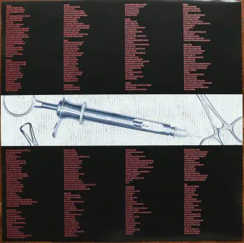 <u>PRESSING INFO</u><br><table class=inf_press><tbody><tr class=inf_info><td class=inf_title>Album:</td><td class=inf_info> From Here to Infirmary Past Live on Translucent Gold with Black Smoke  </td></tr>
    <td class=inf_title>Pressing:</td><td> First Pressing /500  </td></tr>
    <td class=inf_title>Release Date:</td><td> Dec. 1st 2014  </td></tr>
    <td class=inf_title>Album Pressed:</td><td> 2014  </td></tr>
    <td class=inf_title>Label:</td><td> Vagrant Records VR353  </td></tr>
    <td class=inf_title>Insert:</td><td> Double Sided Glossy  </td></tr>
    <td class=inf_title>Barcode:</td><td> 6 01091-03532 4  </td></tr>
    <td class=inf_title>Side A Matrix:</td><td> 14-0450 A MPO K SST NOISELAND  </td></tr>
    <td class=inf_title>Side B Matrix:</td><td> 14-0450 B K SST MPO NOISELAND  </td></tr>
    <td class=inf_title>&nbsp;</td><td> <a href=https://www.discogs.com/release/6433186 target=_blank rel=noopener noreferrer>View This Release on Discogs</a>  </tr></tbody></table>
<br><u>PRICING</u><span class='less' style='padding-left: 8px; color: var(--font-colour_grey);'>(prices shown in USD)</span><br><table class='inf_press'><tbody><tr class='inf_info'>
            <td class='inf_title'>Last Sold:</td>
            <td>$666.00 (May 19, 2026)</td>
            </tr><tr class='inf_info'>
            <td class='inf_title'>History:</td>
            <td>
                <span class='price-low' title='Sold on Oct 23, 2022'>Low: <span class='price-value'>$79.99</span></span>
                <span class='price-separator'>|</span>
                <span class='price-avg'>Avg: <span class='price-value'>$462.68</span></span>
                <span class='price-separator'>|</span>
                <span class='price-high' title='Sold on Jun 11, 2024'>High: <span class='price-value'>$700.00</span></span>
            </td>
            </tr></tbody></table><br>    <br><br><u>TRACKLIST</u><br><table class='inf_tracks'><tbody><tr>
            <td class='inf_num'>A1</td>
            <td class='inf_trk'>Private Eye</td>
            <td class='inf_len'>?:??</td>
            <td><a href='#' class='lyric-link' data-album-code='pl' data-song-title='Private Eye'>Lyrics</a></td></tr><tr>
            <td class='inf_num'>A2</td>
            <td class='inf_trk'>Mr. Chainsaw</td>
            <td class='inf_len'>?:??</td>
            <td><a href='#' class='lyric-link' data-album-code='pl' data-song-title='Mr. Chainsaw'>Lyrics</a></td></tr><tr>
            <td class='inf_num'>A3</td>
            <td class='inf_trk'>Take Lots With Alcohol</td>
            <td class='inf_len'>?:??</td>
            <td><a href='#' class='lyric-link' data-album-code='pl' data-song-title='Take Lots With Alcohol'>Lyrics</a></td></tr><tr>
            <td class='inf_num'>A4</td>
            <td class='inf_trk'>Stupid Kid</td>
            <td class='inf_len'>?:??</td>
            <td><a href='#' class='lyric-link' data-album-code='pl' data-song-title='Stupid Kid'>Lyrics</a></td></tr><tr>
            <td class='inf_num'>A5</td>
            <td class='inf_trk'>Another Innocent Girl</td>
            <td class='inf_len'>?:??</td>
            <td><a href='#' class='lyric-link' data-album-code='pl' data-song-title='Another Innocent Girl'>Lyrics</a></td></tr><tr>
            <td class='inf_num'>A6</td>
            <td class='inf_trk'>Steamer Trunk</td>
            <td class='inf_len'>?:??</td>
            <td><a href='#' class='lyric-link' data-album-code='pl' data-song-title='Steamer Trunk'>Lyrics</a></td></tr><tr>
            <td class='inf_num'>B1</td>
            <td class='inf_trk'>You’re Dead</td>
            <td class='inf_len'>?:??</td>
            <td><a href='#' class='lyric-link' data-album-code='pl' data-song-title='You’re Dead'>Lyrics</a></td></tr><tr>
            <td class='inf_num'>B2</td>
            <td class='inf_trk'>Armageddon</td>
            <td class='inf_len'>?:??</td>
            <td><a href='#' class='lyric-link' data-album-code='pl' data-song-title='Armageddon'>Lyrics</a></td></tr><tr>
            <td class='inf_num'>B3</td>
            <td class='inf_trk'>I’m Dying Tomorrow</td>
            <td class='inf_len'>?:??</td>
            <td><a href='#' class='lyric-link' data-album-code='pl' data-song-title='I’m Dying Tomorrow'>Lyrics</a></td></tr><tr>
            <td class='inf_num'>B4</td>
            <td class='inf_trk'>Bloodied Up</td>
            <td class='inf_len'>?:??</td>
            <td><a href='#' class='lyric-link' data-album-code='pl' data-song-title='Bloodied Up'>Lyrics</a></td></tr><tr>
            <td class='inf_num'>B5</td>
            <td class='inf_trk'>Trucks And Trains</td>
            <td class='inf_len'>?:??</td>
            <td><a href='#' class='lyric-link' data-album-code='pl' data-song-title='Trucks And Trains'>Lyrics</a></td></tr><tr>
            <td class='inf_num'>B6</td>
            <td class='inf_trk'>Crawl</td>
            <td class='inf_len'>?:??</td>
            <td><a href='#' class='lyric-link' data-album-code='pl' data-song-title='Crawl'>Lyrics</a></td></tr></tbody></table><br><br>
    <u>NOTES</u><br> This variant was exclusive to the Past Live Wood Box. Sleeve is specific to this pressing (different Vagrant logo font, etc) and differs from all other FHTI pressings. Runout etching is also specific to this pressing. This record only fits in it's box with the spine up or down (vs spine out)
 - Insert