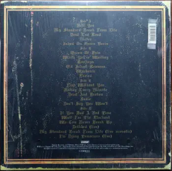 <u>PRESSING INFO</u><br><table class=inf_press><tbody><tr class=inf_info><td class=inf_title>Album:</td><td class=inf_info> Remains on Clear Red Marble | Plum Marble (Aural Exploits Exclusive)  </td></tr>
    <td class=inf_title>Pressing:</td><td> Second Pressing /<350  </td></tr>
    <td class=inf_title>Release Date:</td><td> Aug. - Sept. 2008  </td></tr>
    <td class=inf_title>Album Pressed:</td><td> 2008  </td></tr>
    <td class=inf_title>Label:</td><td> Vagrant Records/Cobraside CSDLP1111  </td></tr>
    <td class=inf_title>Insert:</td><td> Double Sided Matte  </td></tr>
    <td class=inf_title>Barcode:</td><td> 8 29707-95111 4  </td></tr>
    <td class=inf_title>Side A Matrix:</td><td> CSDLP-1111-A  </td></tr>
    <td class=inf_title>Side B Matrix:</td><td> CSDLP-1111-B  </td></tr>
    <td class=inf_title>Side C Matrix:</td><td> CSDLP-1111-C  </td></tr>
    <td class=inf_title>Side D Matrix:</td><td> CSDLP-1111-D  </td></tr>
    <td class=inf_title>&nbsp;</td><td> <a href=https://www.discogs.com/release/1584647 target=_blank rel=noopener noreferrer>View This Release on Discogs</a>  </tr></tbody></table>
<br><u>PRICING</u><span class='less' style='padding-left: 8px; color: var(--font-colour_grey);'>(prices shown in USD)</span><br><table class='inf_press'><tbody><tr class='inf_info'>
            <td class='inf_title'>Last Sold:</td>
            <td>$70.00 (Jun 22, 2020)</td>
            </tr><tr class='inf_info'>
            <td class='inf_title'>History:</td>
            <td>
                <span class='price-low' title='Sold on Sep 24, 2019'>Low: <span class='price-value'>$67.99</span></span>
                <span class='price-separator'>|</span>
                <span class='price-avg'>Avg: <span class='price-value'>$69.33</span></span>
                <span class='price-separator'>|</span>
                <span class='price-high' title='Sold on Jun 22, 2020'>High: <span class='price-value'>$70.00</span></span>
            </td>
            </tr></tbody></table><br>    <br><br><u>TRACKLIST</u><br><table class='inf_tracks'><tbody><tr>
            <td class='inf_num'>A1</td>
            <td class='inf_trk'>Hell Yes</td>
            <td class='inf_len'>3:49</td>
            <td><a href='#' class='lyric-link' data-album-code='remains' data-song-title='Hell Yes'>Lyrics</a></td></tr><tr>
            <td class='inf_num'>A2</td>
            <td class='inf_trk'>My Standard Break From Life</td>
            <td class='inf_len'>2:34</td>
            <td><a href='#' class='lyric-link' data-album-code='remains' data-song-title='My Standard Break From Life'>Lyrics</a></td></tr><tr>
            <td class='inf_num'>A3</td>
            <td class='inf_trk'>Dead End Road</td>
            <td class='inf_len'>3:08</td>
            <td><a href='#' class='lyric-link' data-album-code='remains' data-song-title='Dead End Road'>Lyrics</a></td></tr><tr>
            <td class='inf_num'>A4</td>
            <td class='inf_trk'>Metro</td>
            <td class='inf_len'>3:41</td>
            <td><a href='#' class='lyric-link' data-album-code='remains' data-song-title='Metro'>Lyrics</a></td></tr><tr>
            <td class='inf_num'>A5</td>
            <td class='inf_trk'>Jaked On Green Beers</td>
            <td class='inf_len'>3:27</td>
            <td><a href='#' class='lyric-link' data-album-code='remains' data-song-title='Jaked On Green Beers'>Lyrics</a></td></tr><tr>
            <td class='inf_num'>B1</td>
            <td class='inf_trk'>Queen Of Pain</td>
            <td class='inf_len'>3:56</td>
            <td><a href='#' class='lyric-link' data-album-code='remains' data-song-title='Queen Of Pain'>Lyrics</a></td></tr><tr>
            <td class='inf_num'>B2</td>
            <td class='inf_trk'>While You’re Waiting</td>
            <td class='inf_len'>4:06</td>
            <td><a href='#' class='lyric-link' data-album-code='remains' data-song-title='While You’re Waiting'>Lyrics</a></td></tr><tr>
            <td class='inf_num'>B3</td>
            <td class='inf_trk'>Rooftops</td>
            <td class='inf_len'>2:15</td>
            <td><a href='#' class='lyric-link' data-album-code='remains' data-song-title='Rooftops'>Lyrics</a></td></tr><tr>
            <td class='inf_num'>B4</td>
            <td class='inf_trk'>Old School Reasons</td>
            <td class='inf_len'>2:51</td>
            <td><a href='#' class='lyric-link' data-album-code='remains' data-song-title='Old School Reasons'>Lyrics</a></td></tr><tr>
            <td class='inf_num'>B5</td>
            <td class='inf_trk'>Warbrain</td>
            <td class='inf_len'>2:28</td>
            <td><a href='#' class='lyric-link' data-album-code='remains' data-song-title='Warbrain'>Lyrics</a></td></tr><tr>
            <td class='inf_num'>B6</td>
            <td class='inf_trk'>Buried</td>
            <td class='inf_len'>3:16</td>
            <td><a href='#' class='lyric-link' data-album-code='remains' data-song-title='Buried'>Lyrics</a></td></tr><tr>
            <td class='inf_num'>C1</td>
            <td class='inf_trk'>Fine Without You</td>
            <td class='inf_len'>3:15</td>
            <td><a href='#' class='lyric-link' data-album-code='remains' data-song-title='Fine Without You'>Lyrics</a></td></tr><tr>
            <td class='inf_num'>C2</td>
            <td class='inf_trk'>Hating Every Minute</td>
            <td class='inf_len'>3:03</td>
            <td><a href='#' class='lyric-link' data-album-code='remains' data-song-title='Hating Every Minute'>Lyrics</a></td></tr><tr>
            <td class='inf_num'>C3</td>
            <td class='inf_trk'>Dead And Broken</td>
            <td class='inf_len'>2:09</td>
            <td><a href='#' class='lyric-link' data-album-code='remains' data-song-title='Dead And Broken'>Lyrics</a></td></tr><tr>
            <td class='inf_num'>C4</td>
            <td class='inf_trk'>Sadie</td>
            <td class='inf_len'>4:38</td>
            <td><a href='#' class='lyric-link' data-album-code='remains' data-song-title='Sadie'>Lyrics</a></td></tr><tr>
            <td class='inf_num'>C5</td>
            <td class='inf_trk'>Don’t Say You Won’t</td>
            <td class='inf_len'>2:20</td>
            <td><a href='#' class='lyric-link' data-album-code='remains' data-song-title='Don’t Say You Won’t'>Lyrics</a></td></tr><tr>
            <td class='inf_num'>D1</td>
            <td class='inf_trk'>If You Had A Bad Time</td>
            <td class='inf_len'>3:38</td>
            <td><a href='#' class='lyric-link' data-album-code='remains' data-song-title='If You Had A Bad Time'>Lyrics</a></td></tr><tr>
            <td class='inf_num'>D2</td>
            <td class='inf_trk'>Wait For The Blackout</td>
            <td class='inf_len'>3:28</td>
            <td><a href='#' class='lyric-link' data-album-code='remains' data-song-title='Wait For The Blackout'>Lyrics</a></td></tr><tr>
            <td class='inf_num'>D3</td>
            <td class='inf_trk'>We Can Never Break Up</td>
            <td class='inf_len'>3:10</td>
            <td><a href='#' class='lyric-link' data-album-code='remains' data-song-title='We Can Never Break Up'>Lyrics</a></td></tr><tr>
            <td class='inf_num'>D4</td>
            <td class='inf_trk'>Dethbed (Live)</td>
            <td class='inf_len'>3:12</td>
            <td><a href='#' class='lyric-link' data-album-code='remains' data-song-title='Dethbed (Live)'>Lyrics</a></td></tr><tr>
            <td class='inf_num'>D5</td>
            <td class='inf_trk'>My Standard Break From Life (Live Acoustic)</td>
            <td class='inf_len'>3:42</td>
            <td><a href='#' class='lyric-link' data-album-code='remains' data-song-title='My Standard Break From Life (Live Acoustic)'>Lyrics</a></td></tr><tr>
            <td class='inf_num'>D6</td>
            <td class='inf_trk'>I’m Dying Tomorrow (Live)</td>
            <td class='inf_len'>2:31</td>
            <td><a href='#' class='lyric-link' data-album-code='remains' data-song-title='I’m Dying Tomorrow (Live)'>Lyrics</a></td></tr></tbody></table><br><br>
    <u>NOTES</u><br> Gatefold sleeve
 - Back