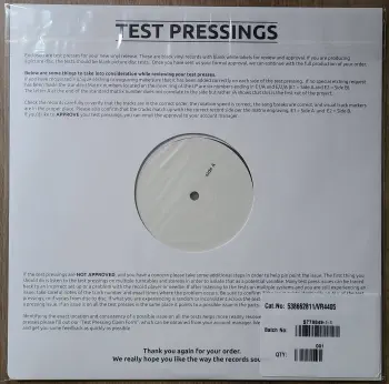 <u>PRESSING INFO</u><br><table class=inf_press><tbody><tr class=inf_info><td class=inf_title>Album:</td><td class=inf_info> From Here To Infirmary (Test Press) on Black (White Labels)  </td></tr>
    <td class=inf_title>Pressing:</td><td> Fourth Pressing /??  </td></tr>
    <td class=inf_title>Release Date:</td><td> Apr. 7th 2021  </td></tr>
    <td class=inf_title>Album Pressed:</td><td> 2021  </td></tr>
    <td class=inf_title>Label:</td><td> Vagrant Records/BMG VR4405  </td></tr>
    <td class=inf_title>Insert:</td><td> none  </td></tr>
    <td class=inf_title>Barcode:</td><td> none  </td></tr>
    <td class=inf_title>Side A Matrix:</td><td> VR4405 A ALKALINE TRIO-FROM HERE TO INFIRMARY plush v [Etched] VR4405-A 219742E1 894677 [Stamped]  </td></tr>
    <td class=inf_title>Side B Matrix:</td><td> VR4405 B ALKALINE TRIO-HERE TO INFIRMARY plush vinyl [Etched] VR4405-B 219742E2 894675 [Stamped]  </td></tr>
    <td class=inf_title>&nbsp;</td><td> <a href= target=_blank rel=noopener noreferrer>View This Release on Discogs</a>  </tr></tbody></table>
    
    <u>NOTES</u><br> Plain white label with side A printed on, side A. Blank white label on side B. RSD2021US/Vagrant 25th Anniversary Test Press
 - Cover