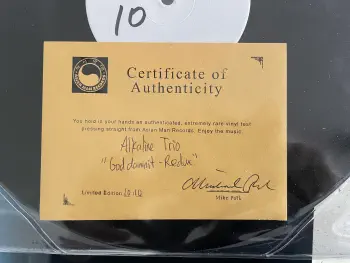 <u>PRESSING INFO</u><br><table class=inf_press><tbody><tr class=inf_info><td class=inf_title>Album:</td><td class=inf_info> Goddamnit Redux (Test Press) on Black 10/10 (Numbered White Labels)  </td></tr>
    <td class=inf_title>Pressing:</td><td> First Pressing /10  </td></tr>
    <td class=inf_title>Release Date:</td><td> Feb. 15th 2021  </td></tr>
    <td class=inf_title>Album Pressed:</td><td> 2021  </td></tr>
    <td class=inf_title>Label:</td><td> Asianman Records AM-160  </td></tr>
    <td class=inf_title>Insert:</td><td> none  </td></tr>
    <td class=inf_title>Barcode:</td><td> none  </td></tr>
    <td class=inf_title>Side A Matrix:</td><td> 74940E1/B GOD  </td></tr>
    <td class=inf_title>Side B Matrix:</td><td> 74940E2/A DAMNIT!  </td></tr>
    <td class=inf_title>&nbsp;</td><td> <a href=https://www.discogs.com/release/17069166 target=_blank rel=noopener noreferrer>View This Release on Discogs</a>  </tr></tbody></table>
<br><u>PRICING</u><span class='less' style='padding-left: 8px; color: var(--font-colour_grey);'>(prices shown in USD)</span><br><table class='inf_press'><tbody><tr class='inf_info'>
            <td class='inf_title'>Last Sold:</td>
            <td>$179.99 (Jun 6, 2021)</td>
            </tr><tr class='inf_info'>
            <td class='inf_title'>History:</td>
            <td>
                <span class='price-low' title='Sold on Jun 6, 2021'>Low: <span class='price-value'>$179.99</span></span>
                <span class='price-separator'>|</span>
                <span class='price-avg'>Avg: <span class='price-value'>$179.99</span></span>
                <span class='price-separator'>|</span>
                <span class='price-high' title='Sold on Jun 6, 2021'>High: <span class='price-value'>$179.99</span></span>
            </td>
            </tr></tbody></table><br>    
    <u>NOTES</u><br> Came in plain white sleeve with numbered white pressing labels.
 - Auth