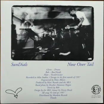 <u>PRESSING INFO</u><br><table class=inf_press><tbody><tr class=inf_info><td class=inf_title>Album:</td><td class=inf_info> Sundials on Black  </td></tr>
    <td class=inf_title>Pressing:</td><td> First Pressing /500  </td></tr>
    <td class=inf_title>Release Date:</td><td> 1997  </td></tr>
    <td class=inf_title>Album Pressed:</td><td> 1997  </td></tr>
    <td class=inf_title>Label:</td><td> Johanns Face Records JFR 038  </td></tr>
    <td class=inf_title>Insert:</td><td> none  </td></tr>
    <td class=inf_title>Barcode:</td><td> none  </td></tr>
    <td class=inf_title>Side A Matrix:</td><td> JFR 038-A Once a traitor...  </td></tr>
    <td class=inf_title>Side B Matrix:</td><td> JFR 038-B ...always a traitor  </td></tr>
    <td class=inf_title>&nbsp;</td><td> <a href=https://www.discogs.com/release/2963561 target=_blank rel=noopener noreferrer>View This Release on Discogs</a>  </tr></tbody></table>
<br><u>PRICING</u><span class='less' style='padding-left: 8px; color: var(--font-colour_grey);'>(prices shown in USD)</span><br><table class='inf_press'><tbody><tr class='inf_info'>
            <td class='inf_title'>Last Sold:</td>
            <td>$295.00 (Feb 12, 2024)</td>
            </tr><tr class='inf_info'>
            <td class='inf_title'>History:</td>
            <td>
                <span class='price-low' title='Sold on Sep 14, 2015'>Low: <span class='price-value'>$149.99</span></span>
                <span class='price-separator'>|</span>
                <span class='price-avg'>Avg: <span class='price-value'>$282.02</span></span>
                <span class='price-separator'>|</span>
                <span class='price-high' title='Sold on Jan 2, 2023'>High: <span class='price-value'>$599.99</span></span>
            </td>
            </tr></tbody></table><br>    <br><br><u>TRACKLIST</u><br><table class='inf_tracks'><tbody><tr>
            <td class='inf_num'>A1</td>
            <td class='inf_trk'>Sun Dials</td>
            <td class='inf_len'>?:??</td>
            <td><a href='#' class='lyric-link' data-album-code='eps' data-song-title='Sun Dials'>Lyrics</a></td></tr><tr>
            <td class='inf_num'>B1</td>
            <td class='inf_trk'>Nose Over Tail</td>
            <td class='inf_len'>?:??</td>
            <td><a href='#' class='lyric-link' data-album-code='eps' data-song-title='Nose Over Tail'>Lyrics</a></td></tr></tbody></table><br><br>
    <u>NOTES</u><br> Hype sticker on the outer poly-vinyl sleeve featuring band name.
 - Back
