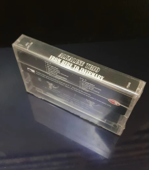 <u>PRESSING INFO</u><br><table class=inf_press><tbody><tr class=inf_info><td class=inf_title>Album:</td><td class=inf_info> From Here To Infirmary Cassette on Clear Cassette  </td></tr>
    <td class=inf_title>Pressing:</td><td> First Pressing /??  </td></tr>
    <td class=inf_title>Release Date:</td><td> 2001  </td></tr>
    <td class=inf_title>Album Pressed:</td><td> 2001  </td></tr>
    <td class=inf_title>Label:</td><td> Aquarius - APC JVC 298  </td></tr>
    <td class=inf_title>Insert:</td><td> Printed Insert  </td></tr>
    <td class=inf_title>Barcode:</td><td> none  </td></tr>
    <td class=inf_title>Side A Matrix:</td><td> none  </td></tr>
    <td class=inf_title>Side B Matrix:</td><td> none  </td></tr>
    <td class=inf_title>&nbsp;</td><td> <a href=https://www.discogs.com/release/11878391 target=_blank rel=noopener noreferrer>View This Release on Discogs</a>  </tr></tbody></table>
    <br><br><u>TRACKLIST</u><br><table class='inf_tracks'><tbody><tr>
            <td class='inf_num'>A1</td>
            <td class='inf_trk'>Private Eye</td>
            <td class='inf_len'>3:30</td>
            <td><a href='#' class='lyric-link' data-album-code='cass' data-song-title='Private Eye'>Lyrics</a></td></tr><tr>
            <td class='inf_num'>A2</td>
            <td class='inf_trk'>Mr. Chainsaw</td>
            <td class='inf_len'>3:05</td>
            <td><a href='#' class='lyric-link' data-album-code='cass' data-song-title='Mr. Chainsaw'>Lyrics</a></td></tr><tr>
            <td class='inf_num'>A3</td>
            <td class='inf_trk'>Take Lots With Alcohol</td>
            <td class='inf_len'>3:13</td>
            <td><a href='#' class='lyric-link' data-album-code='cass' data-song-title='Take Lots With Alcohol'>Lyrics</a></td></tr><tr>
            <td class='inf_num'>A4</td>
            <td class='inf_trk'>Stupid Kid</td>
            <td class='inf_len'>2:23</td>
            <td><a href='#' class='lyric-link' data-album-code='cass' data-song-title='Stupid Kid'>Lyrics</a></td></tr><tr>
            <td class='inf_num'>A5</td>
            <td class='inf_trk'>Another Innocent Girl</td>
            <td class='inf_len'>3:37</td>
            <td><a href='#' class='lyric-link' data-album-code='cass' data-song-title='Another Innocent Girl'>Lyrics</a></td></tr><tr>
            <td class='inf_num'>A6</td>
            <td class='inf_trk'>Steamer Trunk</td>
            <td class='inf_len'>2:50</td>
            <td><a href='#' class='lyric-link' data-album-code='cass' data-song-title='Steamer Trunk'>Lyrics</a></td></tr><tr>
            <td class='inf_num'>A7</td>
            <td class='inf_trk'>You’re Dead</td>
            <td class='inf_len'>3:50</td>
            <td><a href='#' class='lyric-link' data-album-code='cass' data-song-title='You’re Dead'>Lyrics</a></td></tr><tr>
            <td class='inf_num'>B1</td>
            <td class='inf_trk'>Armageddon</td>
            <td class='inf_len'>2:49</td>
            <td><a href='#' class='lyric-link' data-album-code='cass' data-song-title='Armageddon'>Lyrics</a></td></tr><tr>
            <td class='inf_num'>B2</td>
            <td class='inf_trk'>I’m Dying Tomorrow</td>
            <td class='inf_len'>2:18</td>
            <td><a href='#' class='lyric-link' data-album-code='cass' data-song-title='I’m Dying Tomorrow'>Lyrics</a></td></tr><tr>
            <td class='inf_num'>B3</td>
            <td class='inf_trk'>Bloodied Up</td>
            <td class='inf_len'>2:51</td>
            <td><a href='#' class='lyric-link' data-album-code='cass' data-song-title='Bloodied Up'>Lyrics</a></td></tr><tr>
            <td class='inf_num'>B4</td>
            <td class='inf_trk'>Trucks And Trains</td>
            <td class='inf_len'>3:16</td>
            <td><a href='#' class='lyric-link' data-album-code='cass' data-song-title='Trucks And Trains'>Lyrics</a></td></tr><tr>
            <td class='inf_num'>B5</td>
            <td class='inf_trk'>Crawl</td>
            <td class='inf_len'>4:25</td>
            <td><a href='#' class='lyric-link' data-album-code='cass' data-song-title='Crawl'>Lyrics</a></td></tr><tr>
            <td class='inf_num'>B6</td>
            <td class='inf_trk'>Hell Yes</td>
            <td class='inf_len'>?:??</td>
            <td><a href='#' class='lyric-link' data-album-code='cass' data-song-title='Hell Yes'>Lyrics</a></td></tr></tbody></table><br><br>
    <u>NOTES</u><br> Indonesia cassette tape pressing. Contains the bonus track "Hell Yes".
 - Spine